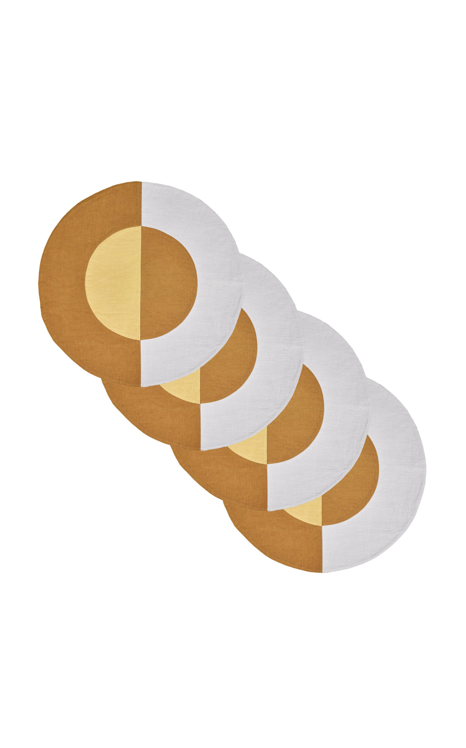 Misette Set-Of-Four Embroidered Linen Round Placemats - Blue