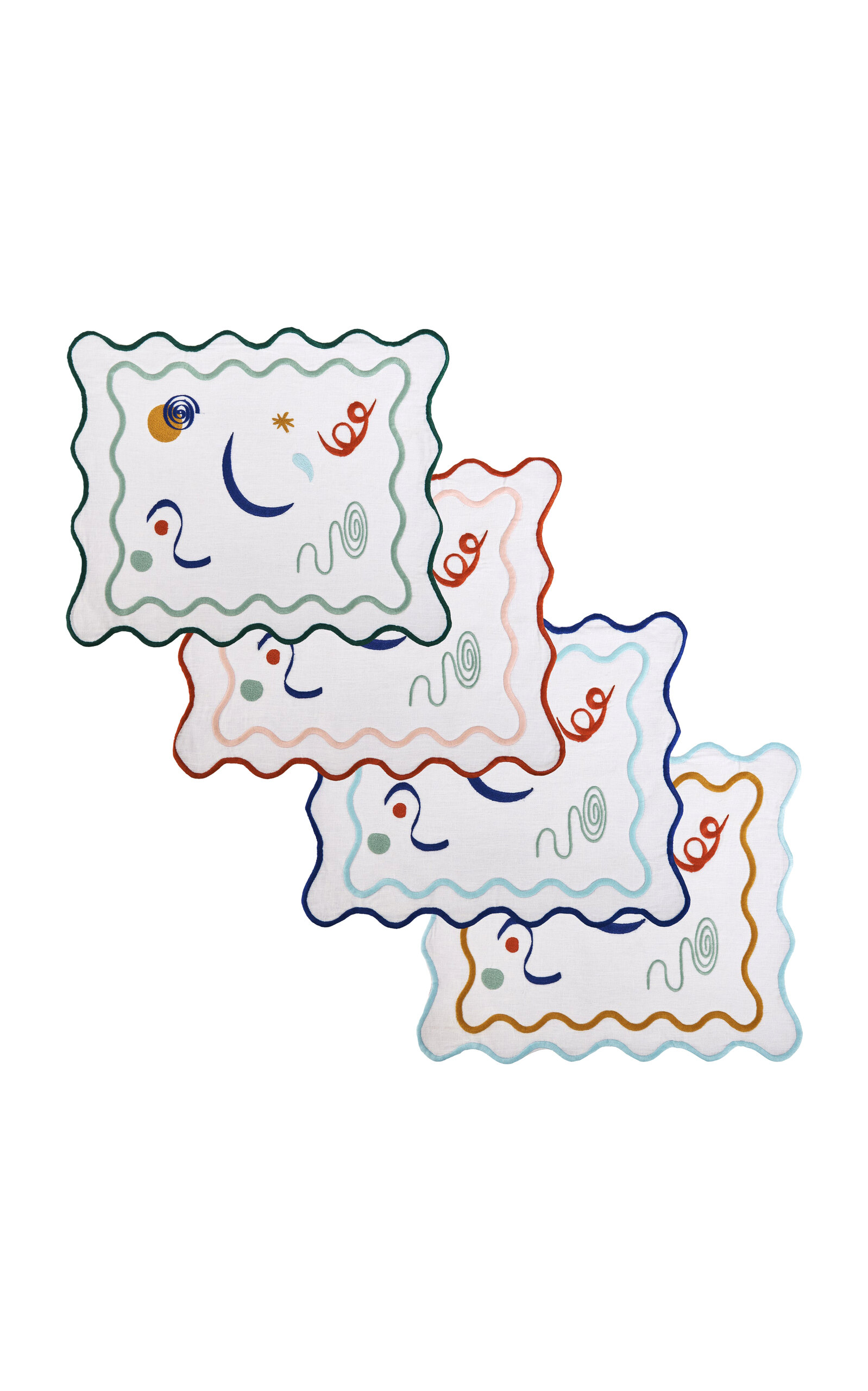 Misette Set-Of-Four Embroidered Linen Placemats - Multi