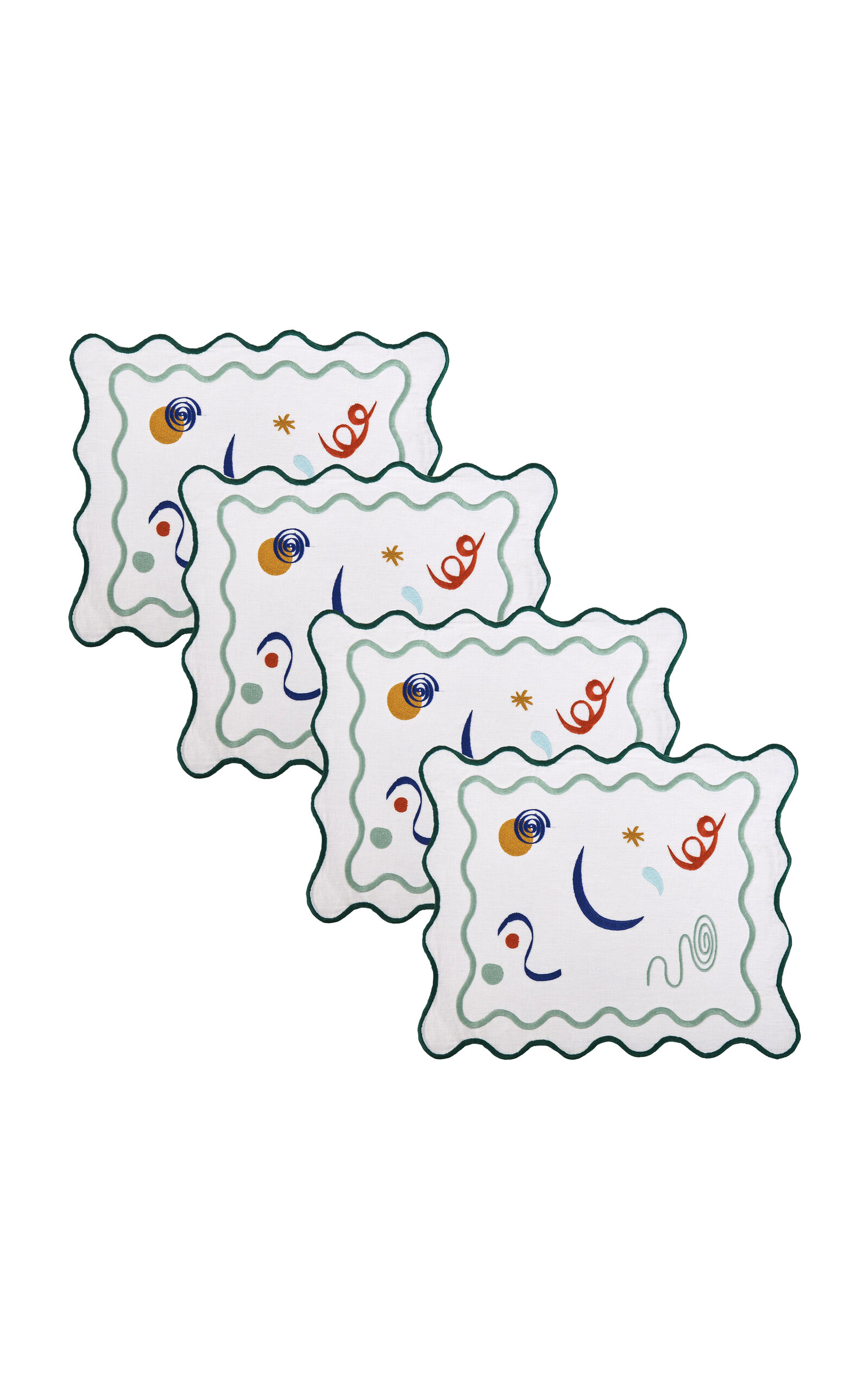 Misette Set-of-four Embroidered Linen Placemats