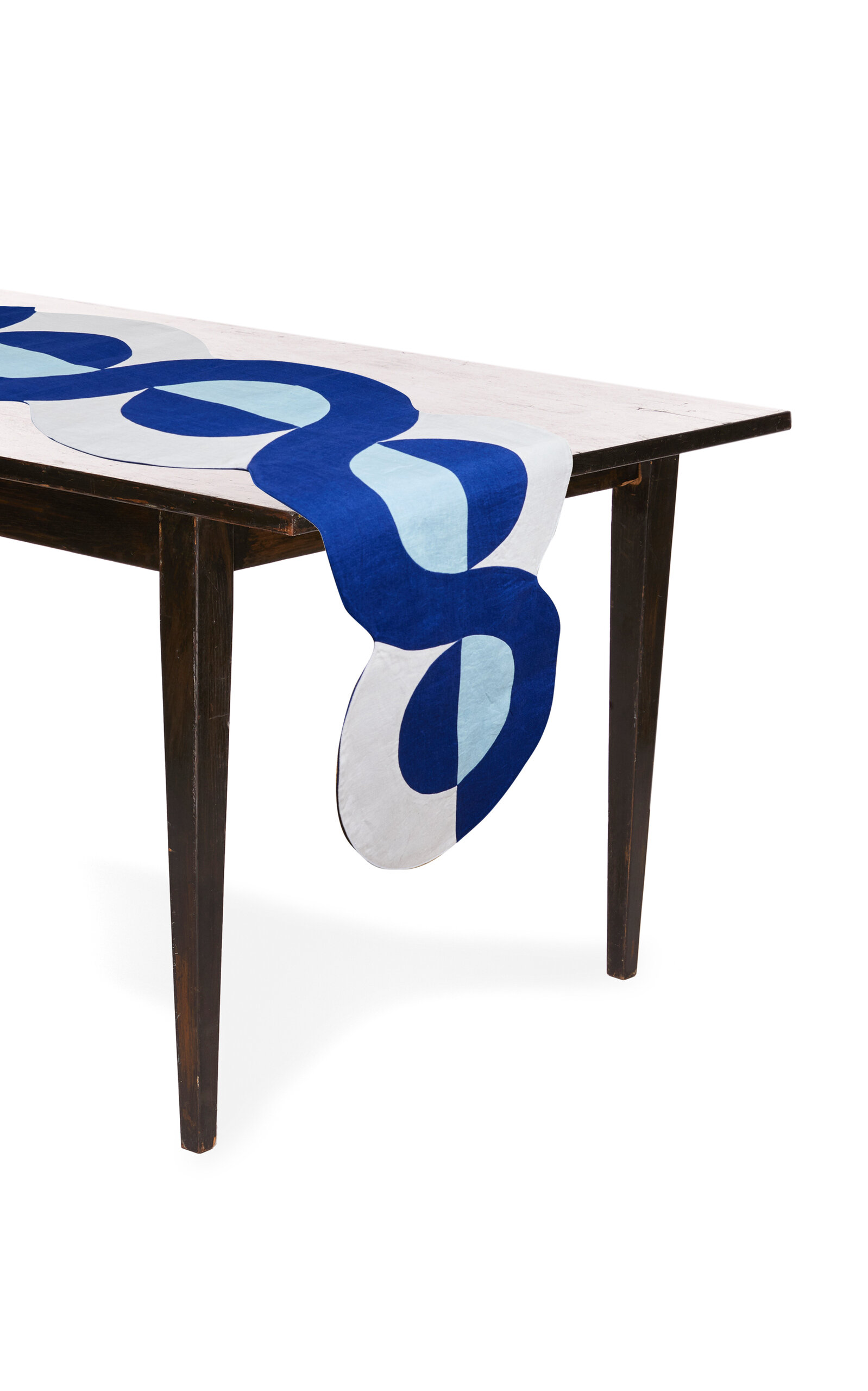 Misette Linen Embroidered Runner - Blue