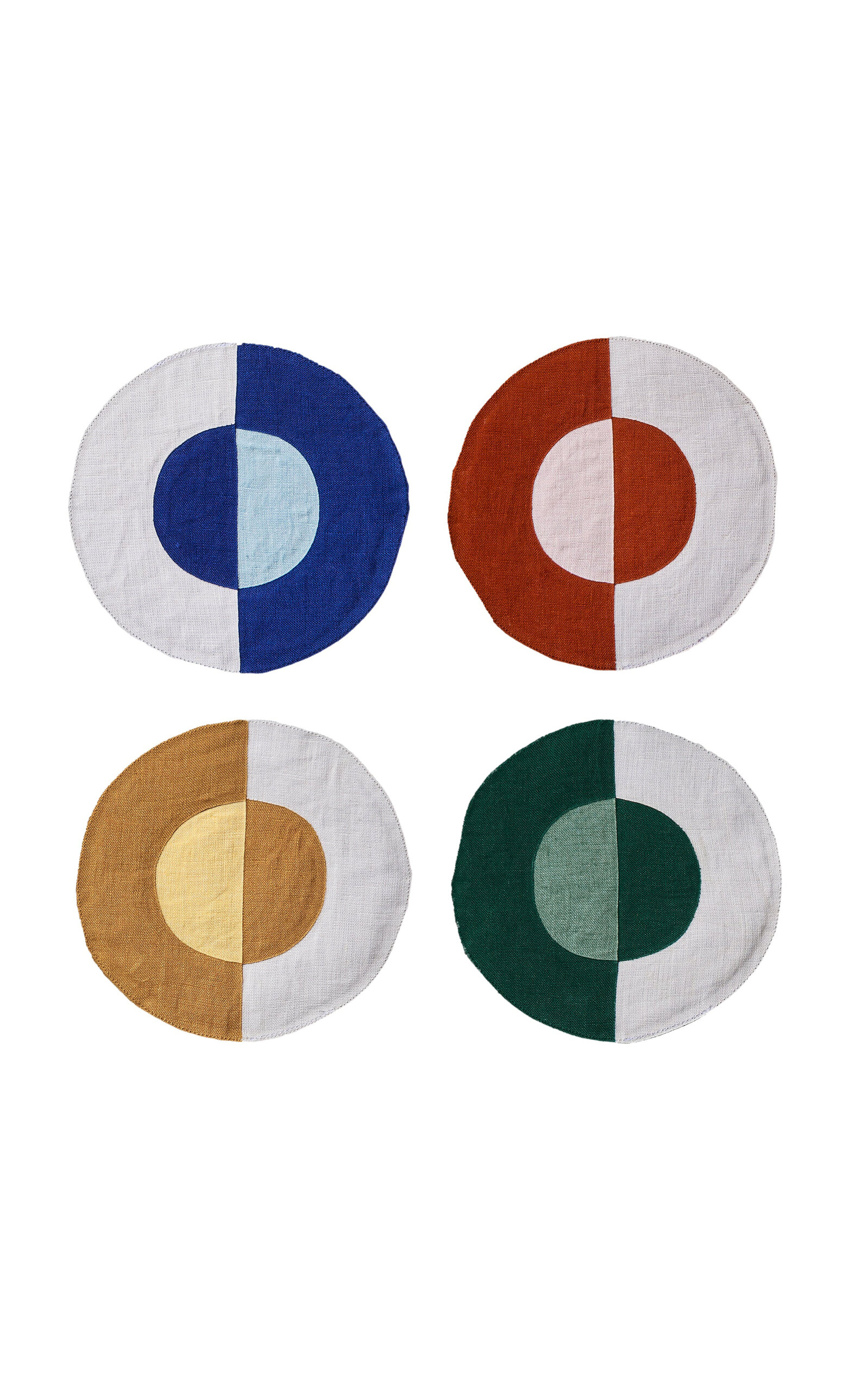 Misette Set-Of-Four Embroidered Linen Coasters - Multi