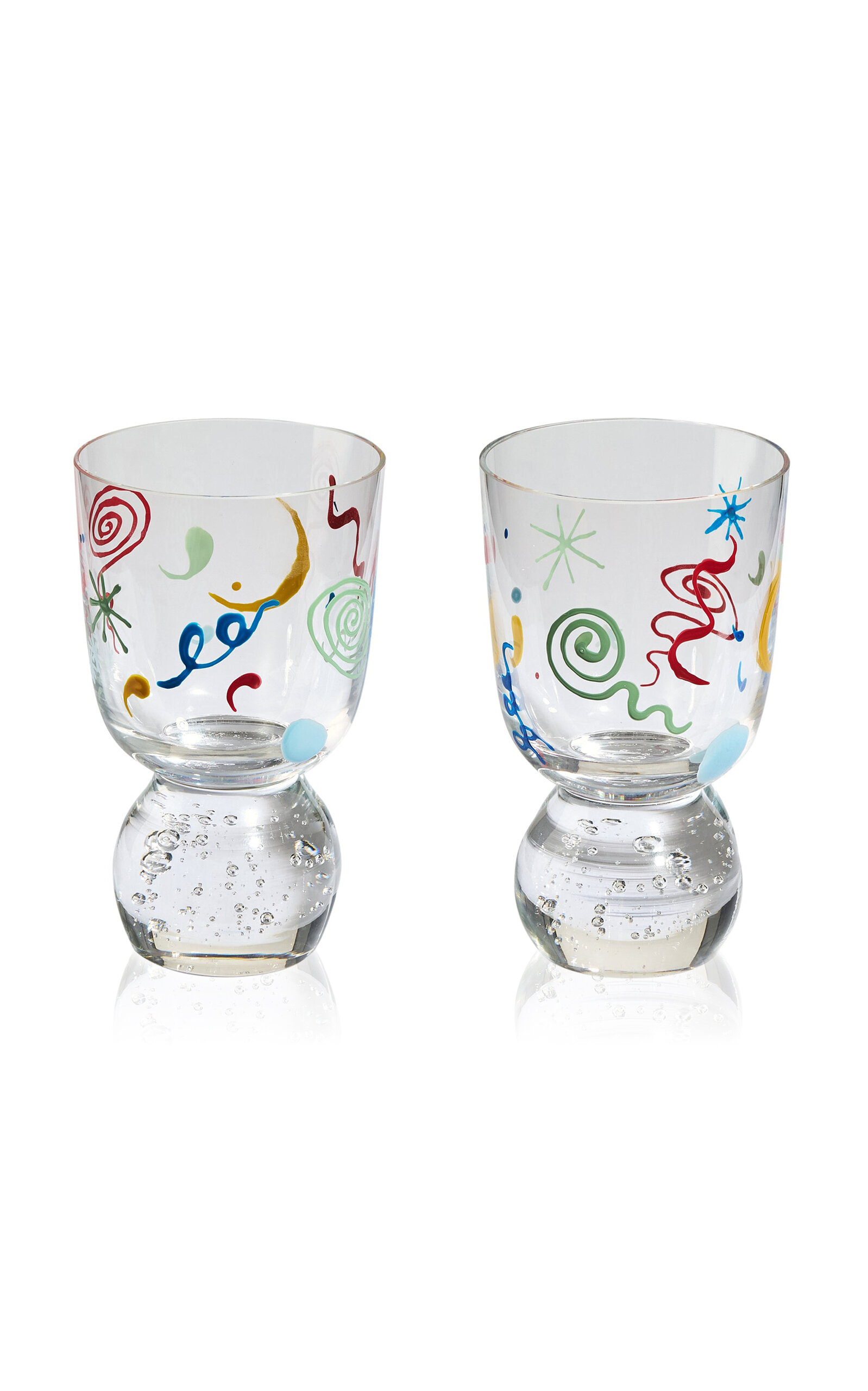 Misette Set-of-two Hand-painted Bubble Glass Tumblers