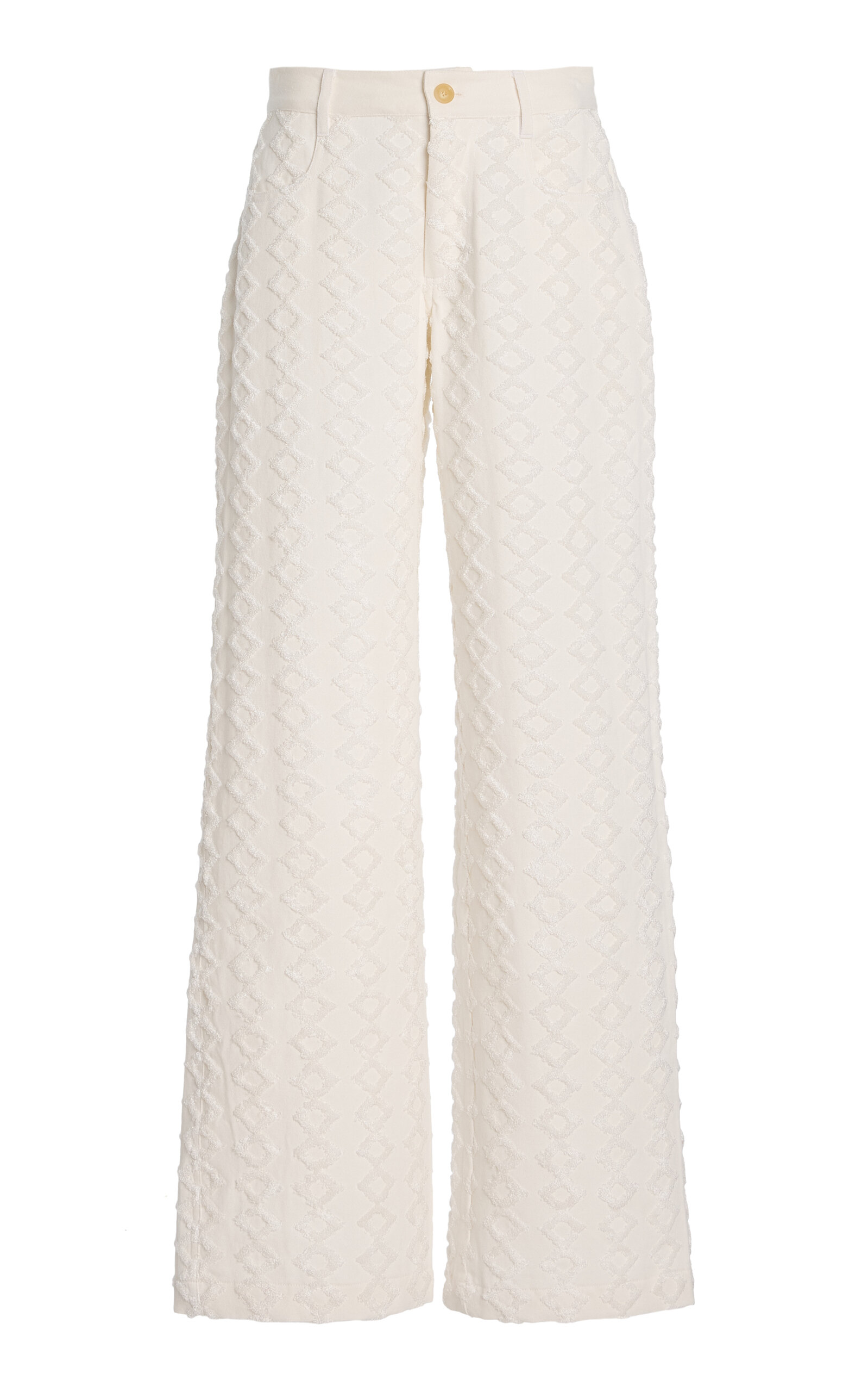 Diotima Stulla Embroidered Rigid High-rise Wide-leg Jeans In Neutral