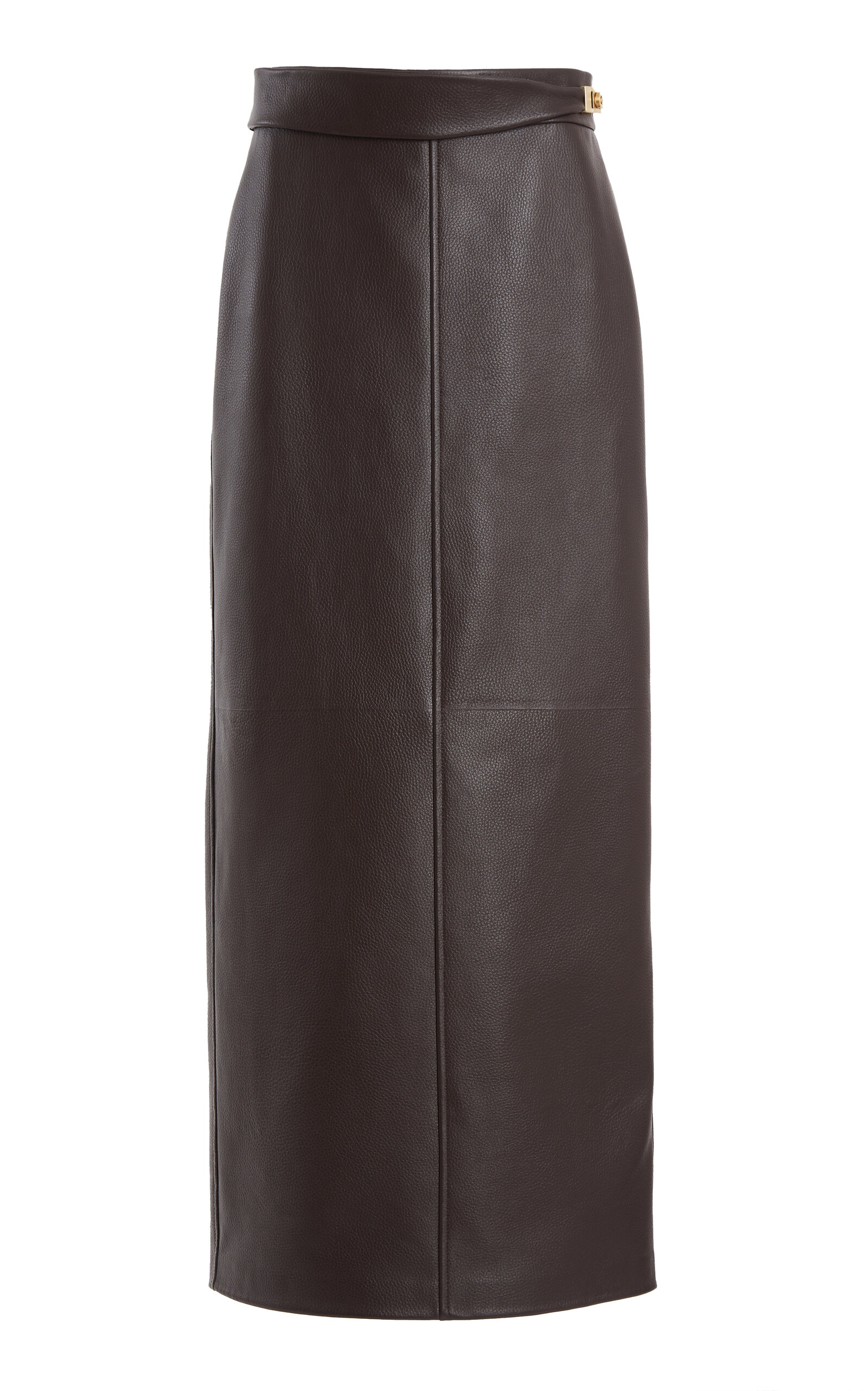 Ferragamo Pencil Leather Maxi Skirt - Brown
