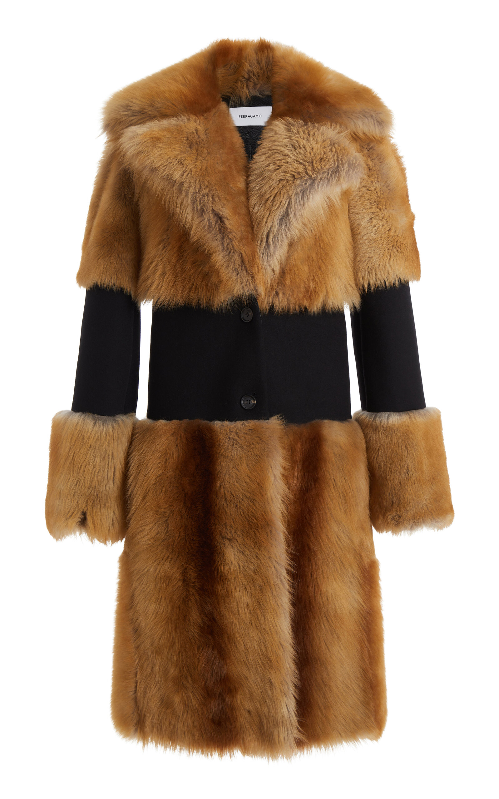 Ferragamo Color Block Shearling Coat
