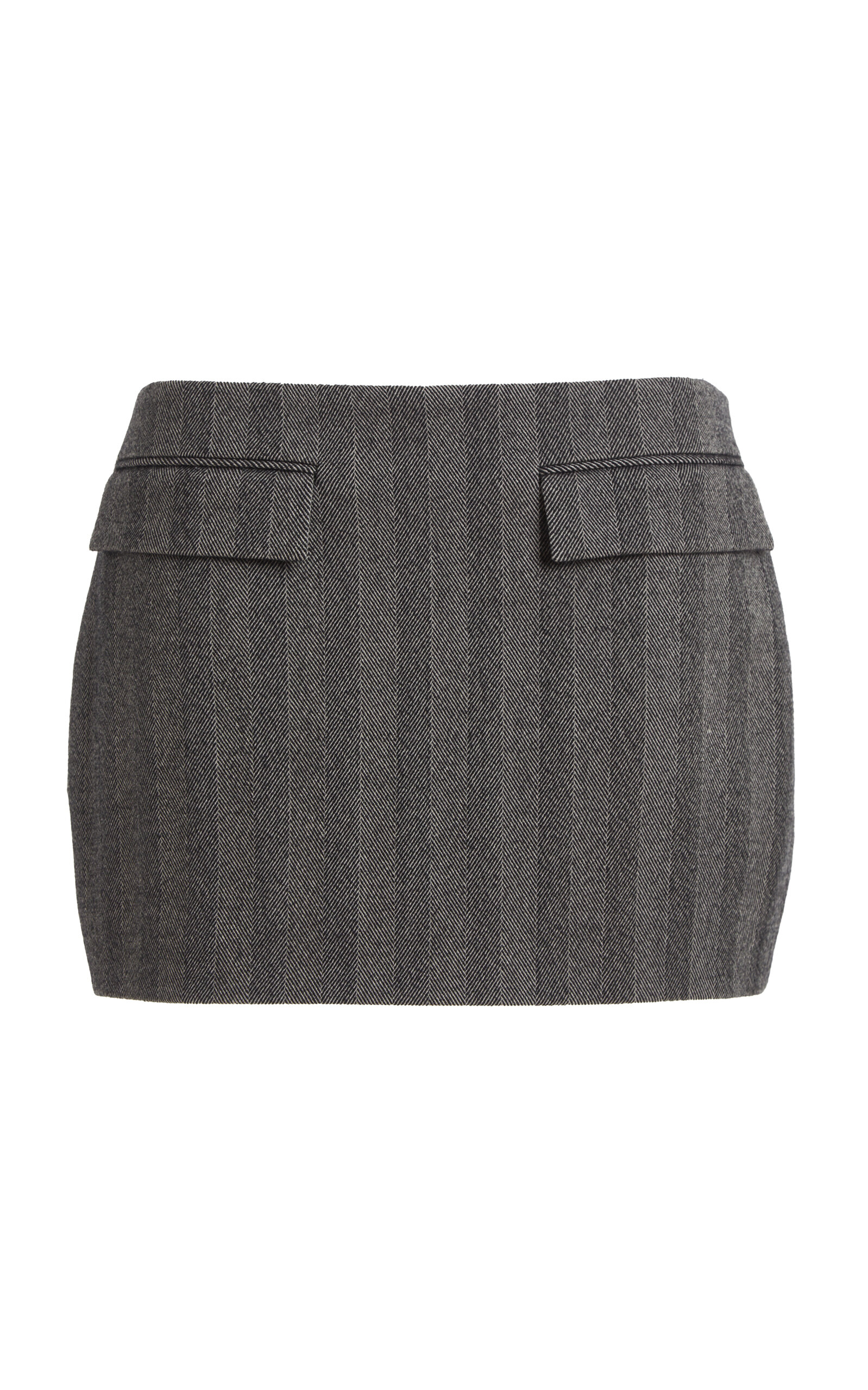 Herringbone Stretch-Wool Mini Skirt