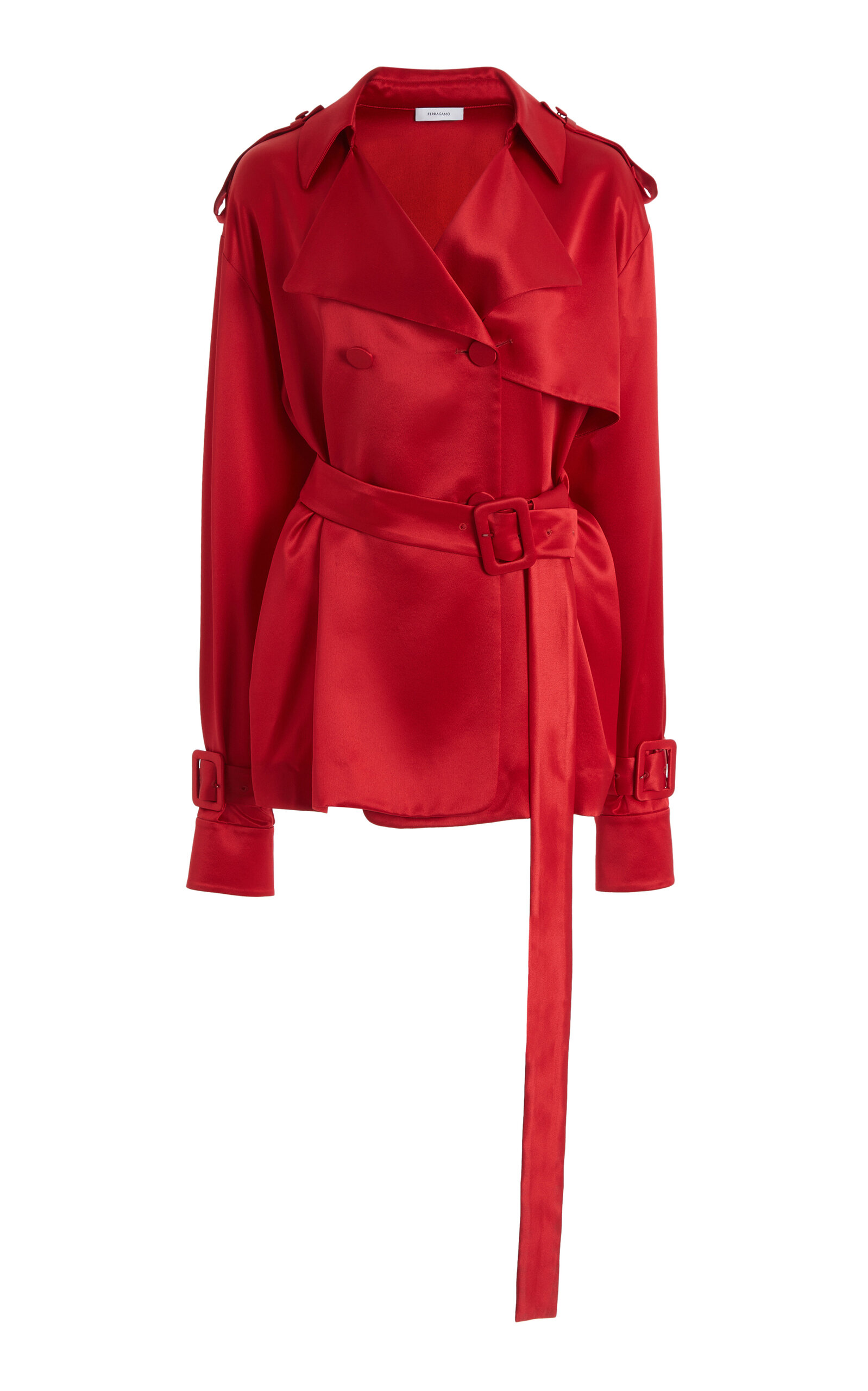 Ferragamo Double-Breasted Satin Blouse