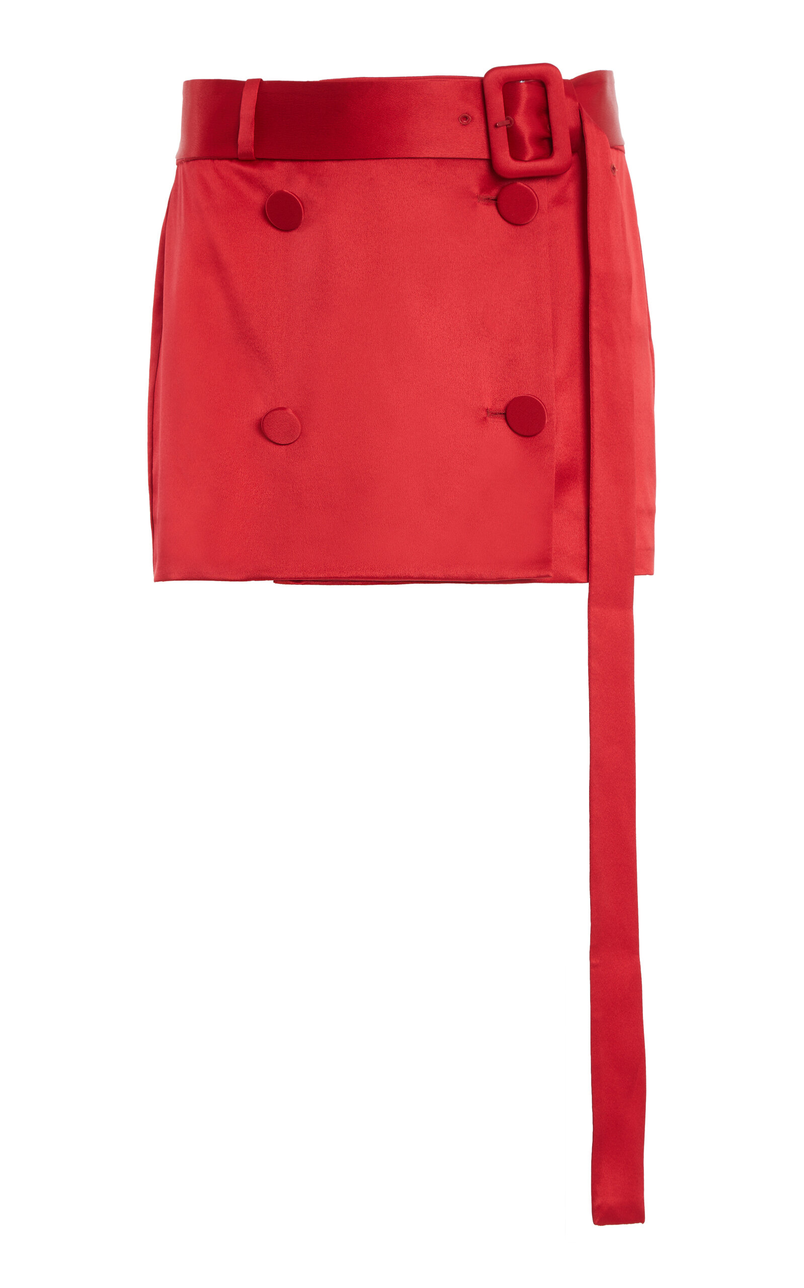 Ferragamo Wrap-Front Satin Mini Skirt - Red