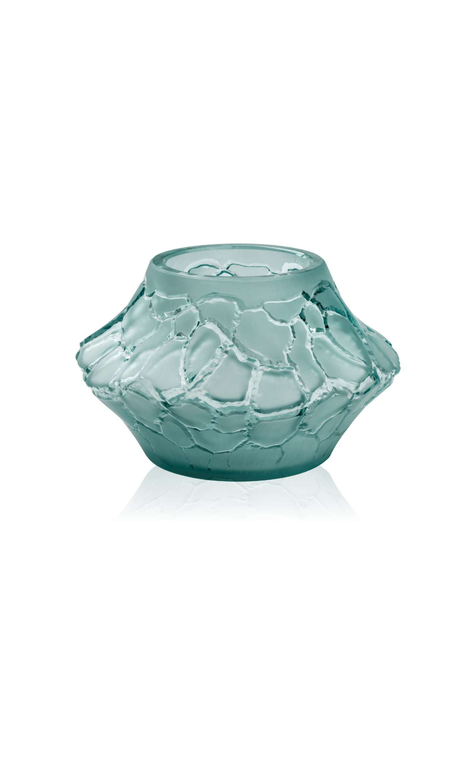 Lalique Persepolis Blue Crystal Caldera Small Votive Vase In Light Blue