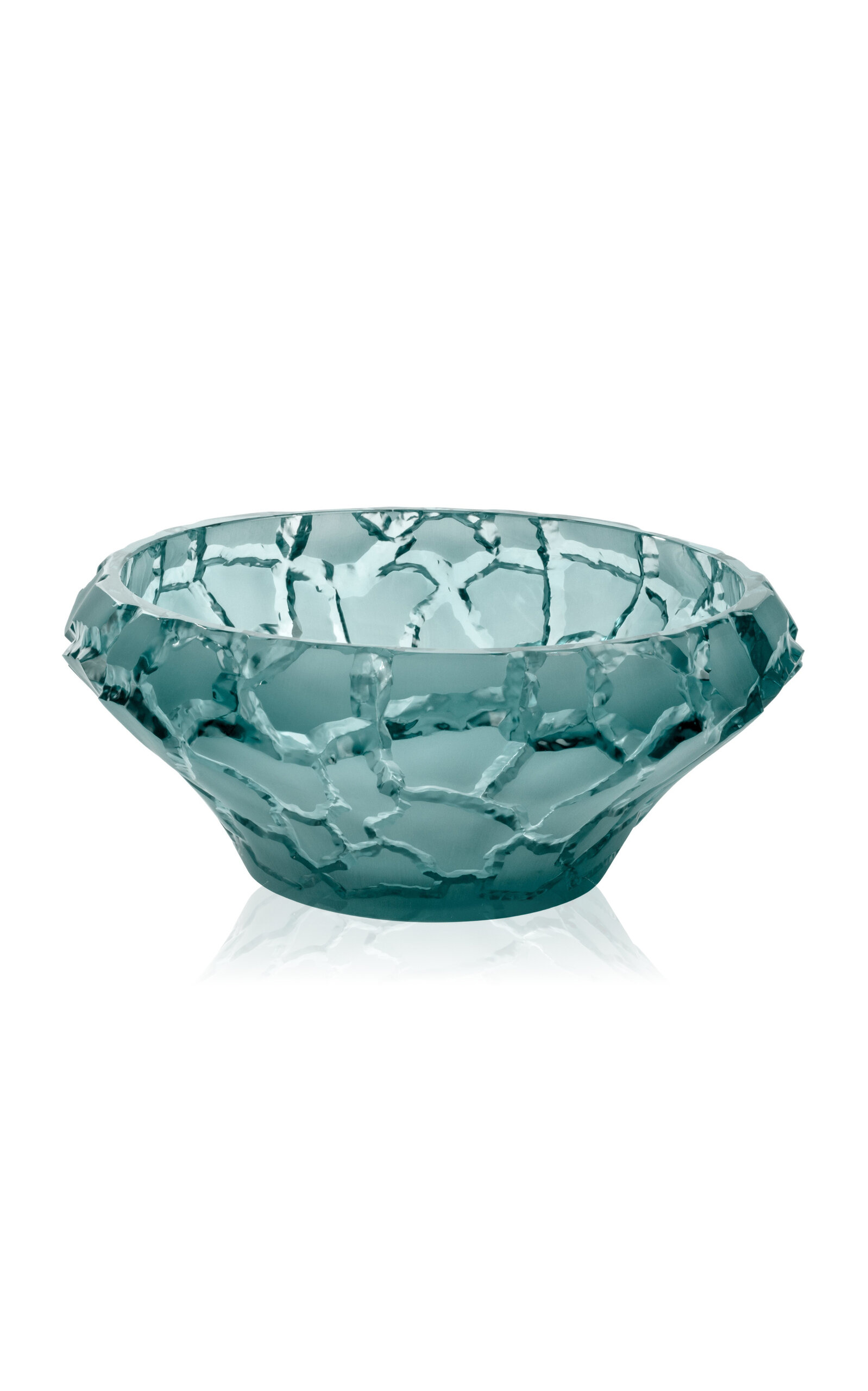 Lalique Persepolis Blue Crystal Caldera Bowl In Light Blue