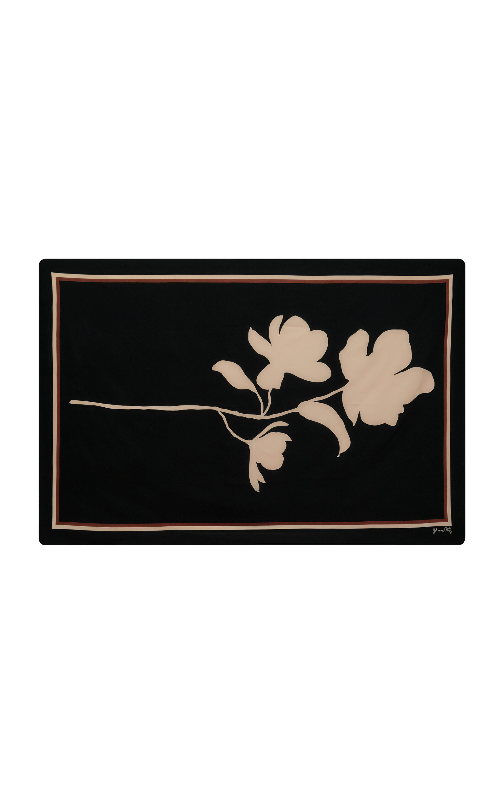 Johanna Ortiz Dainty Magnolia Silhouette Silk Shawl - Black - OS