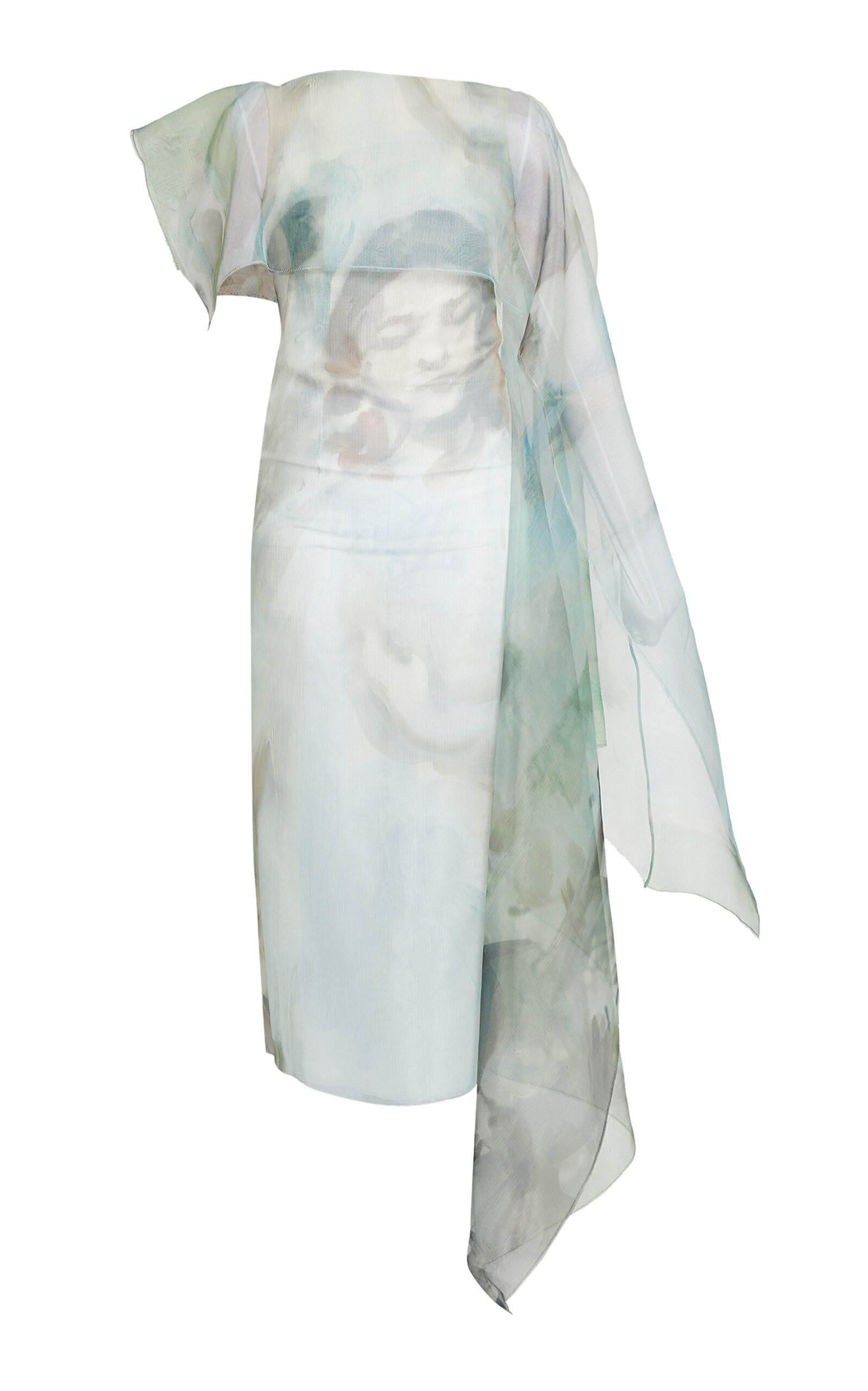 Erdem Printed Layered Organza Midi Dress