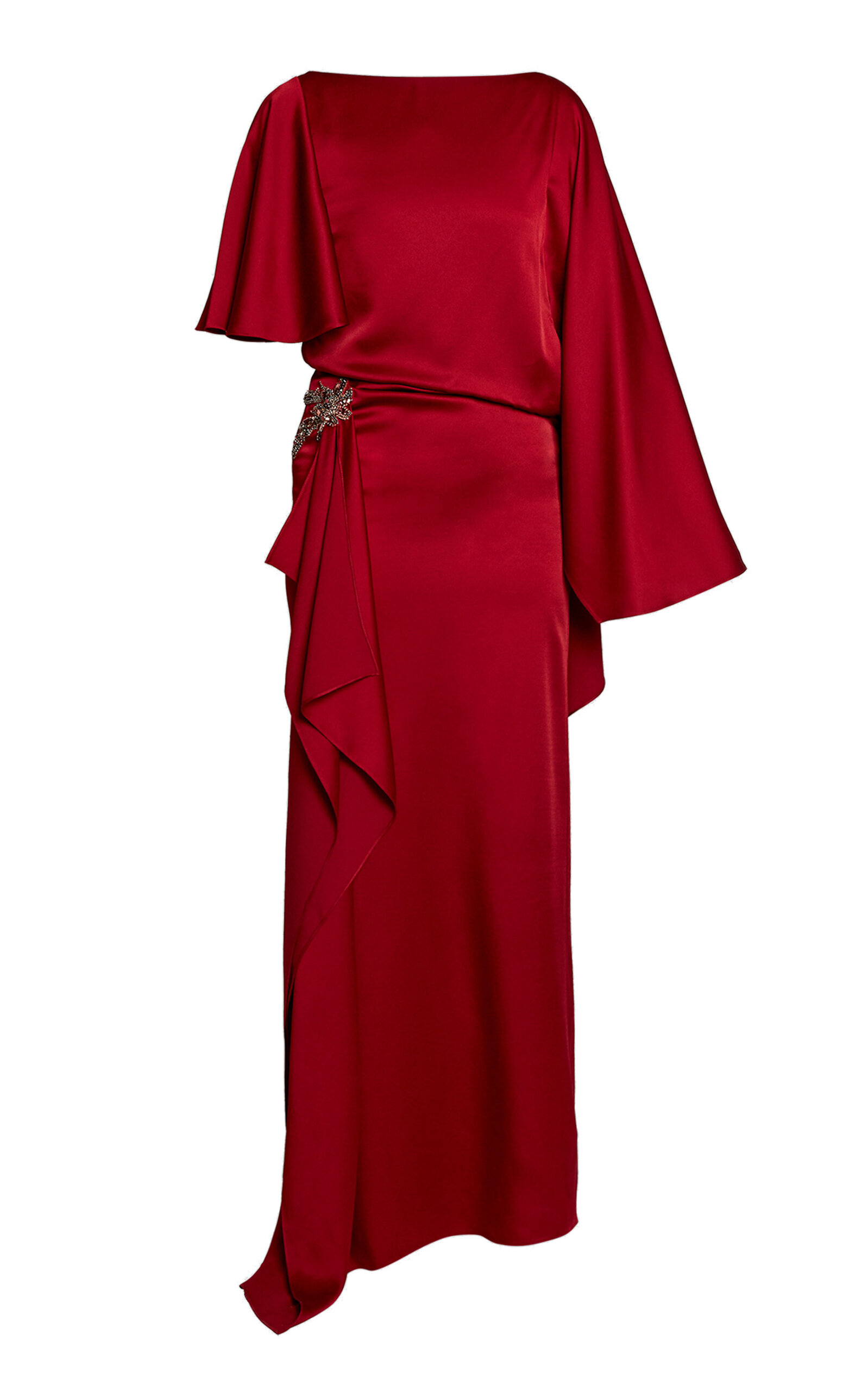 Erdem Draped Embellished Gown In Red