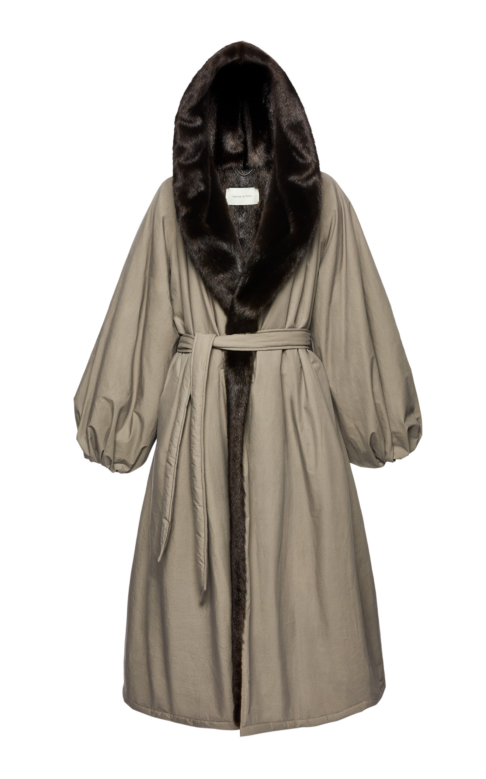 Magda Butrym Oversized Balloon-sleeve Faux Fur Lined Coat In Multi