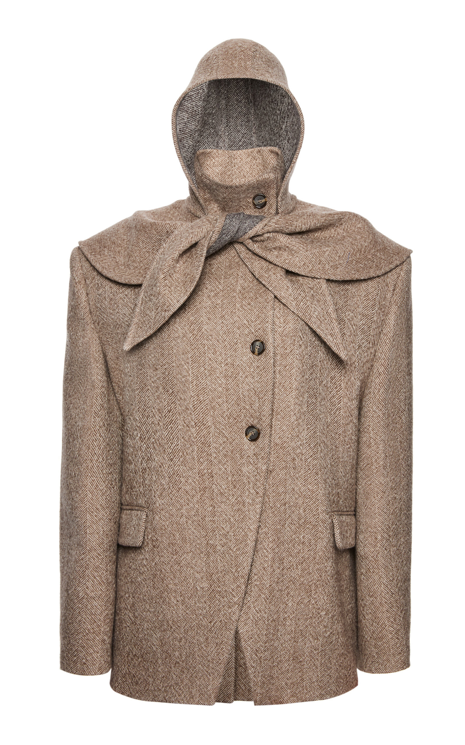 Magda Butrym Hooded Wool Coat In Nude