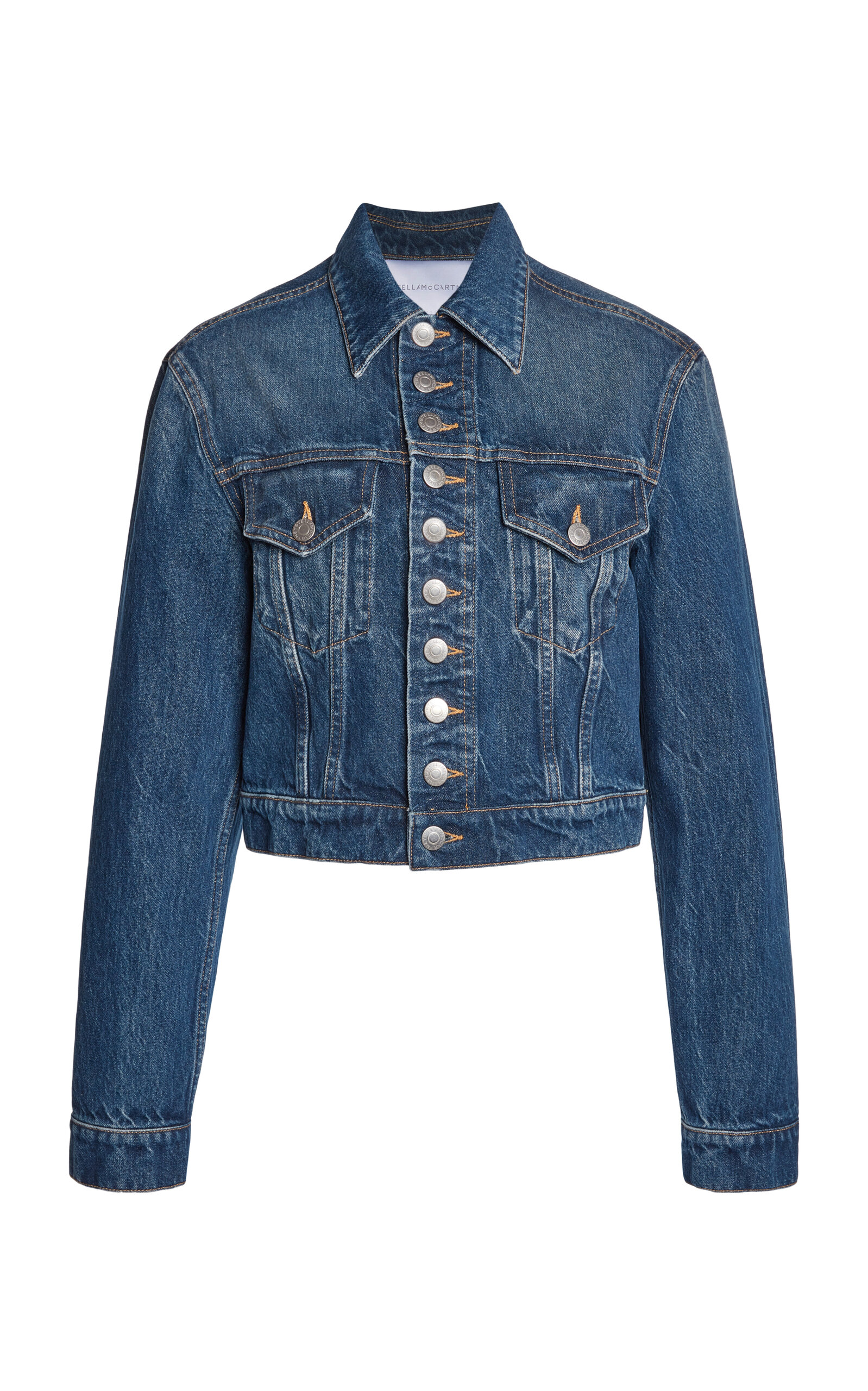 Stella Mccartney Cropped Denim Jacket In Medium Wash
