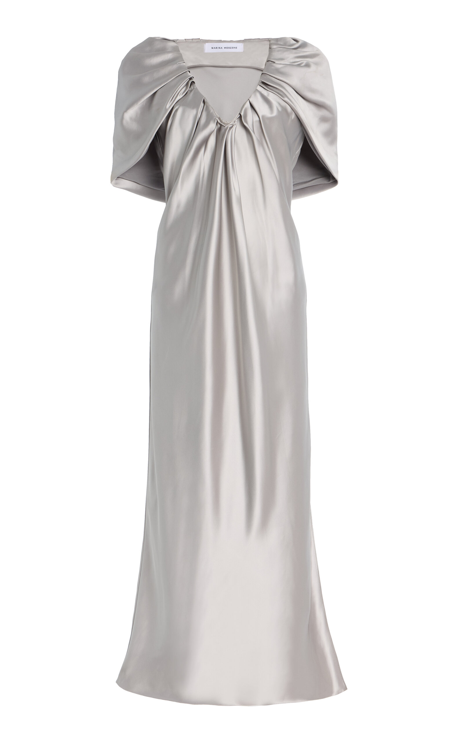 Draped Satin Sheath Midi Dress