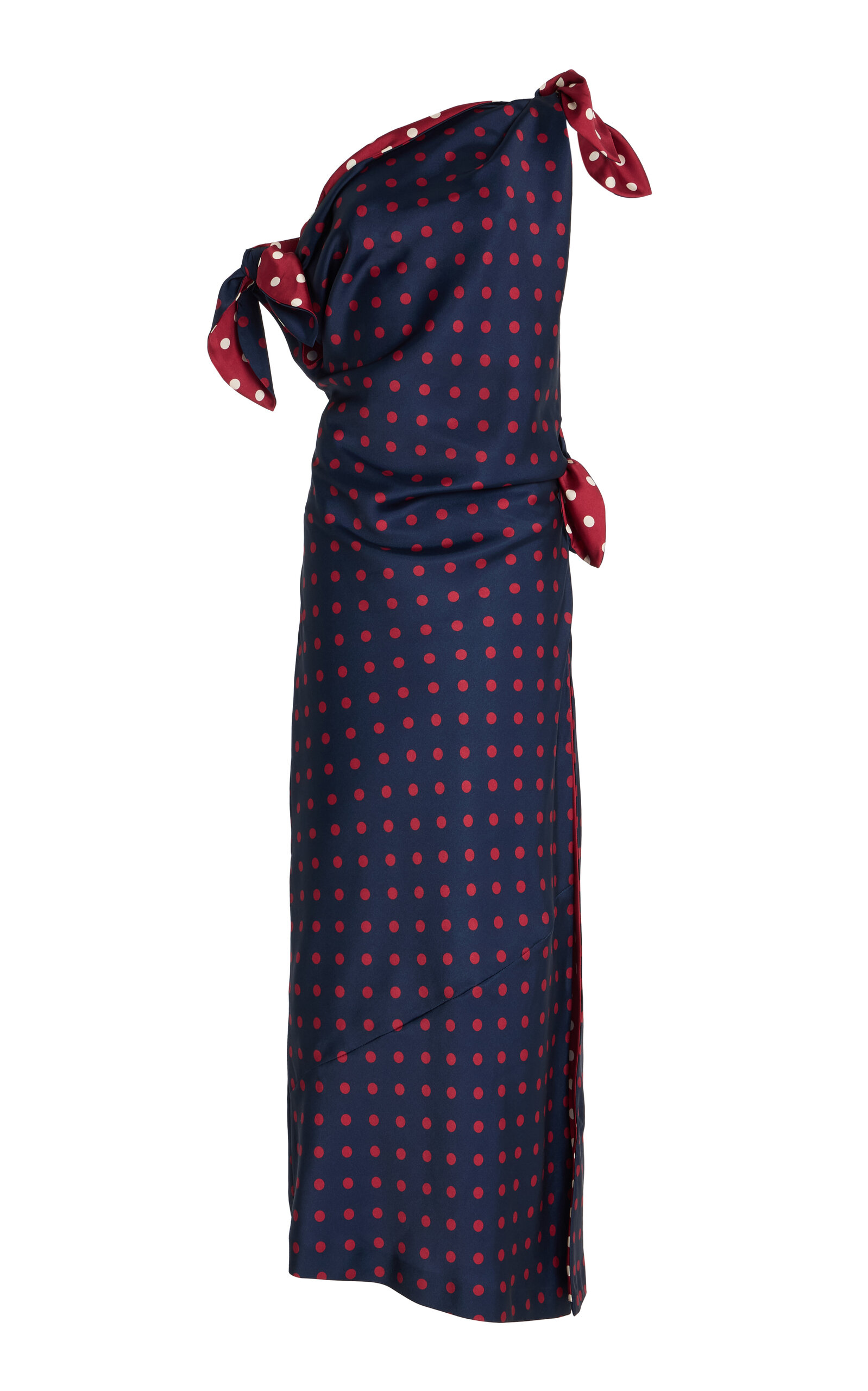 Marina Moscone Polka Dot Twill Tabard Tie Dress