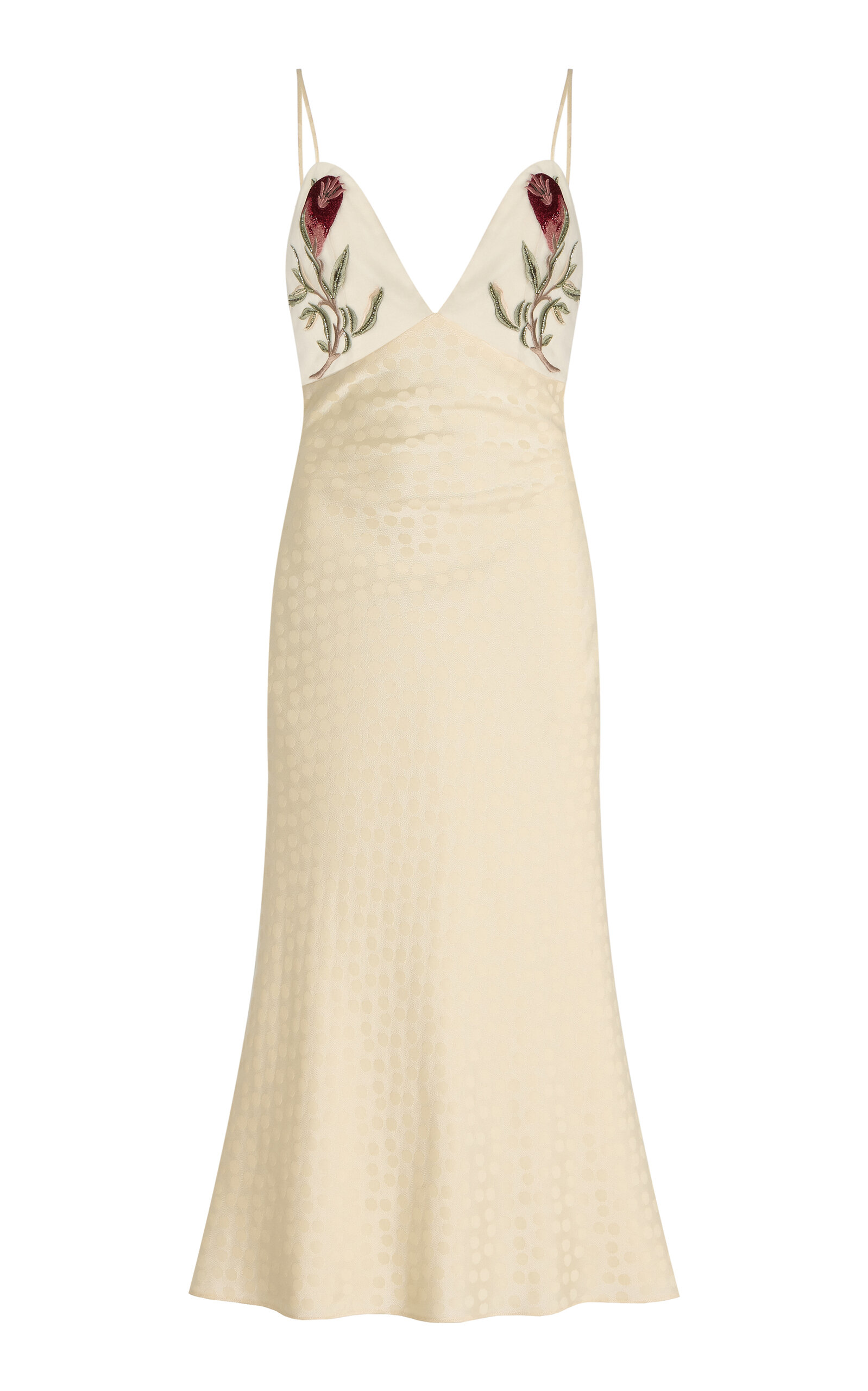 Markarian Emmalina Pomegranate-embroidered Jacquard Midi Dress In White
