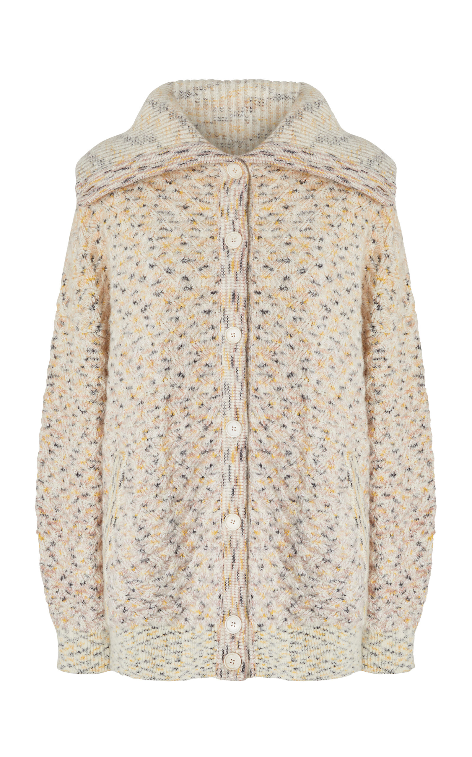 Missoni Oversized Cardigan With Maxi Polo Collar In Multi