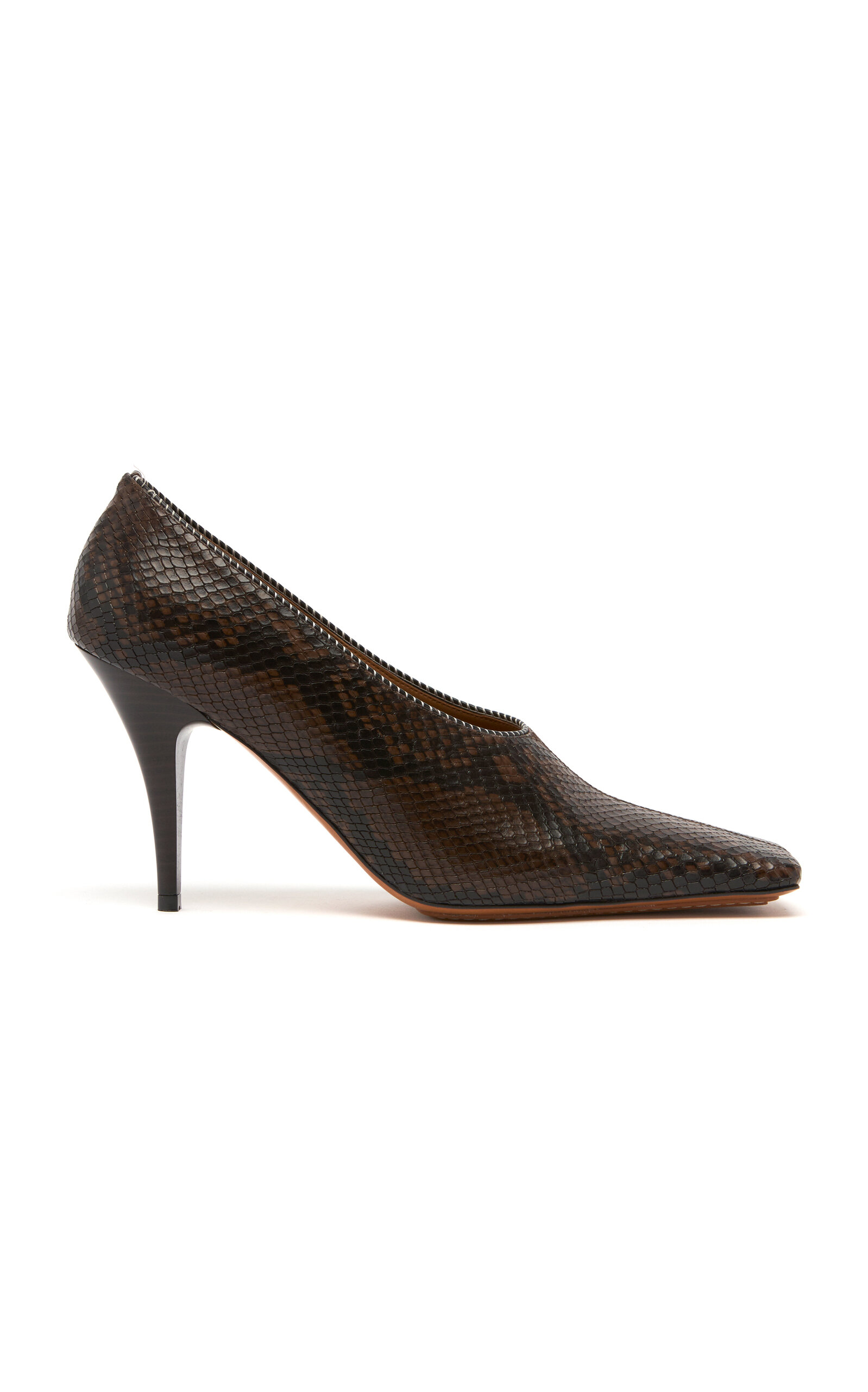 Stella Mccartney Square-toe Snake Stiletto Pumps In Brown
