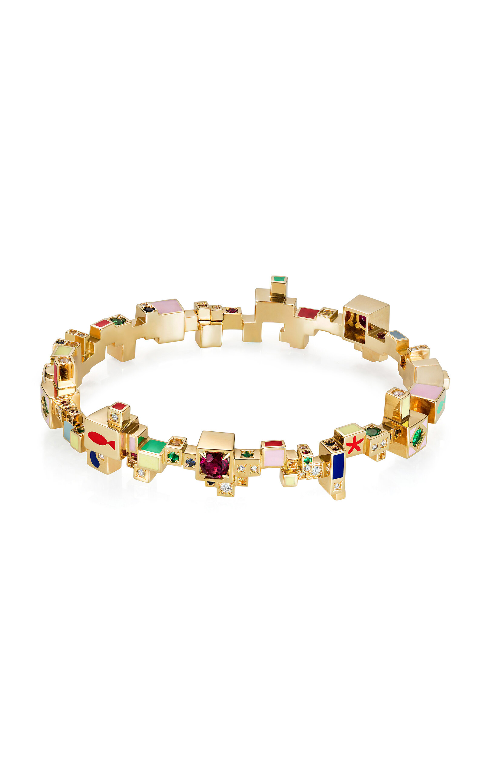Aisha Baker The Alcazar 18k Yellow Gold Multi-stone Bracelet In Multi