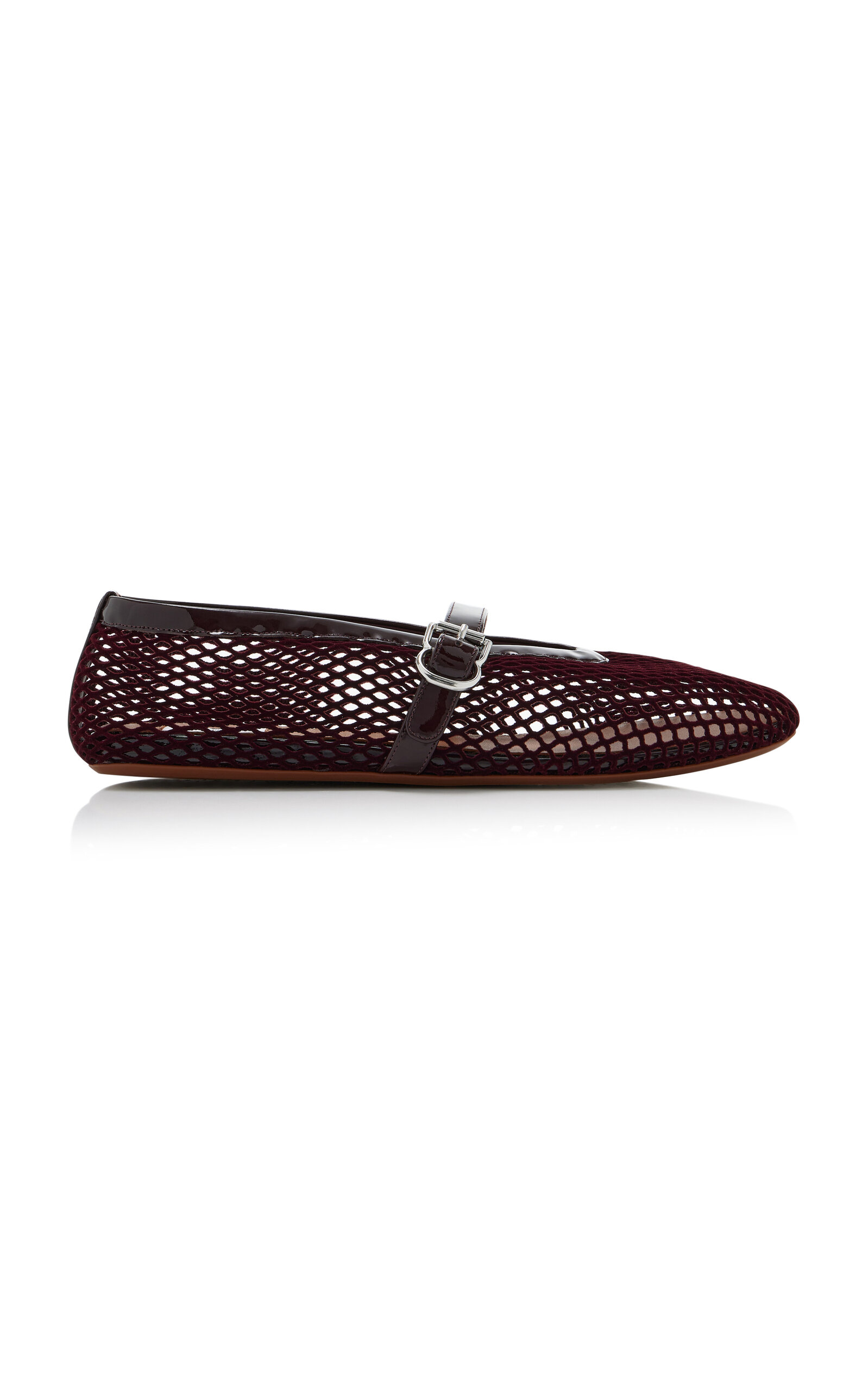ALAÏA Velvet-Effect Fishnet Ballet Flats