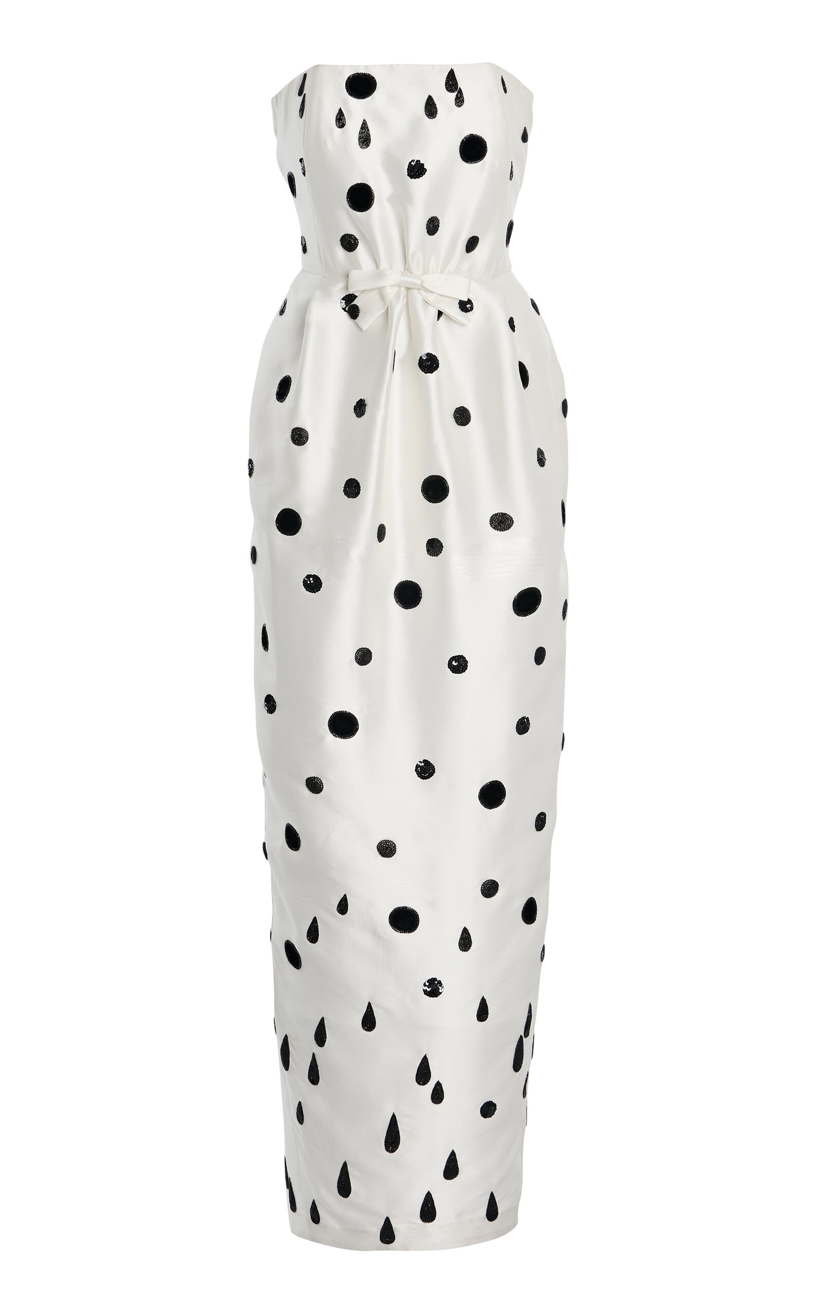 Bernadette Lenette Embroidered Strapless Dress In Black,white