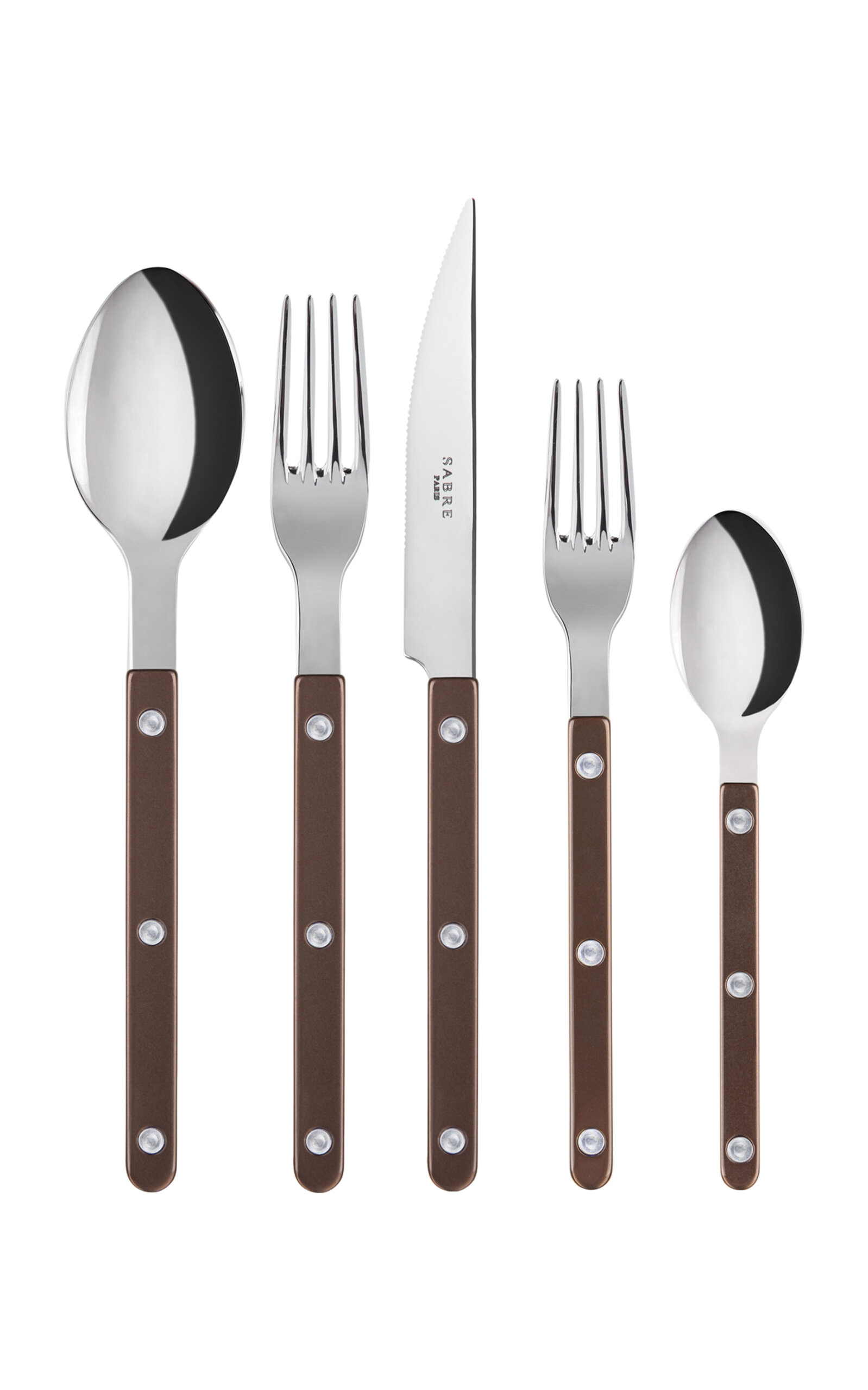 Sabre Bistrot Five-piece Silverware Set In Brown