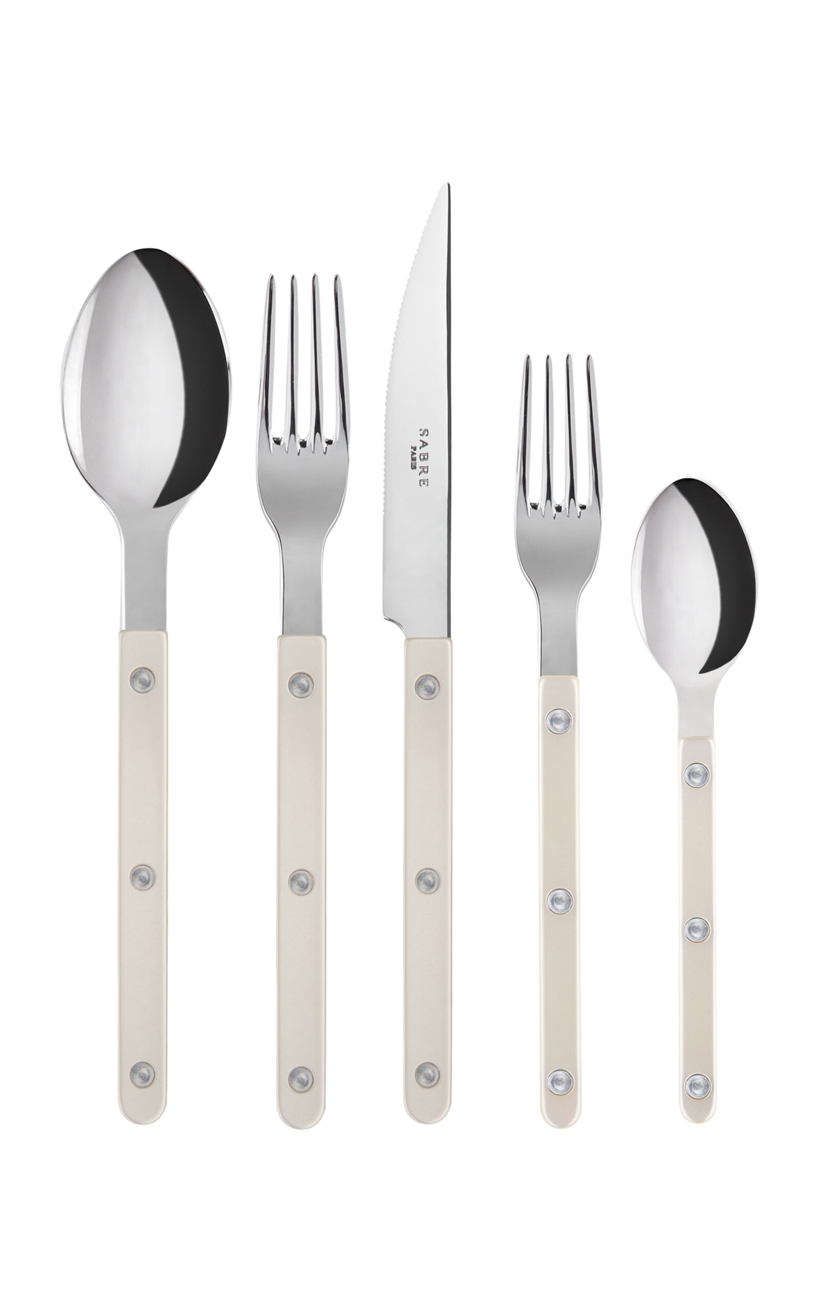 Sabre Bistrot Five-piece Silverware Set In Ivory