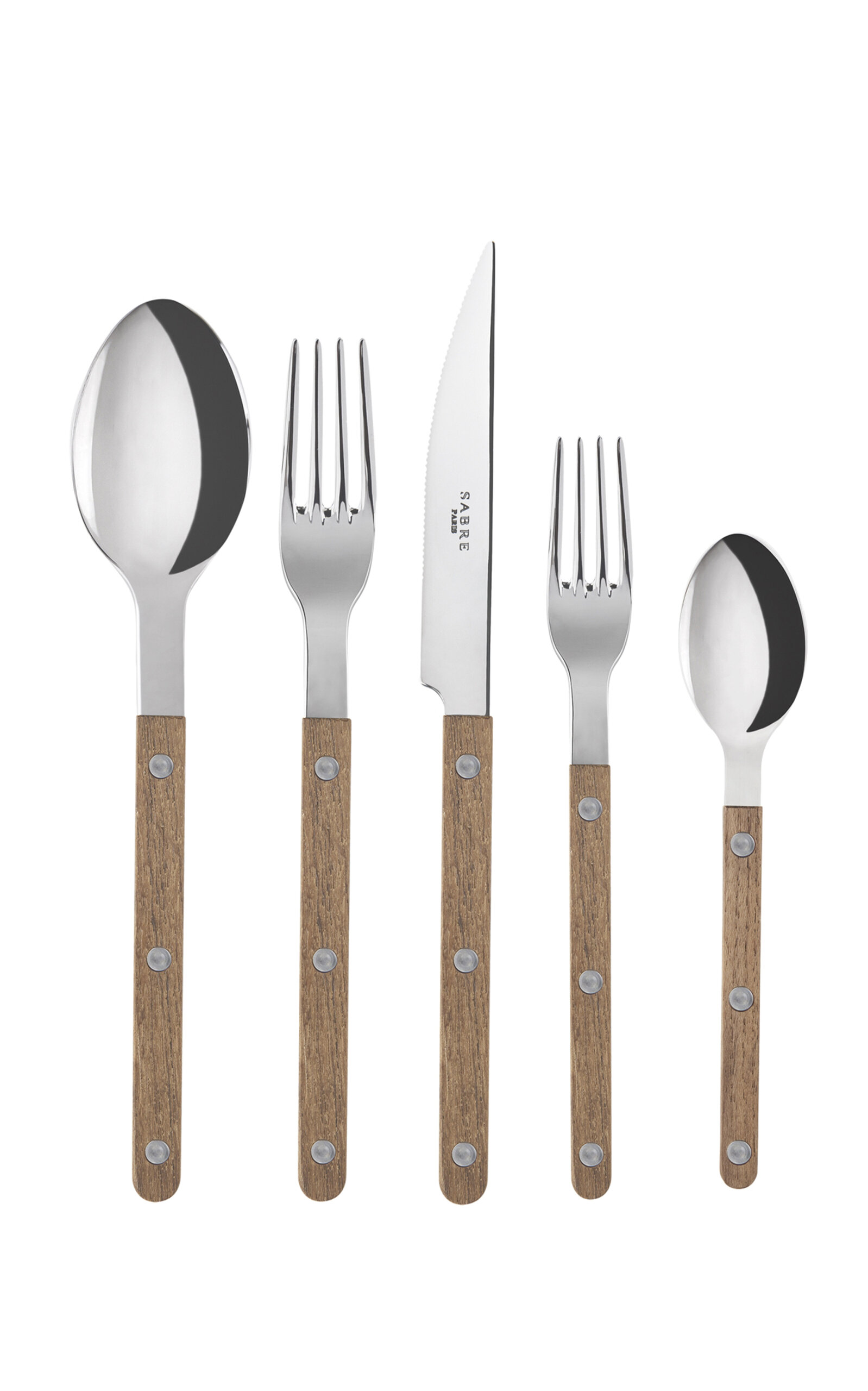 Sabre Bistrot Five-piece Silverware Set In Brown