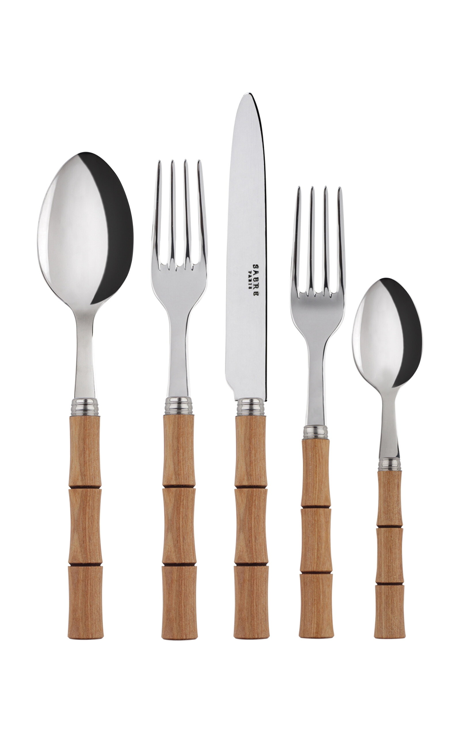 Sabre Bamboo Five-piece Silverware Set In Brown