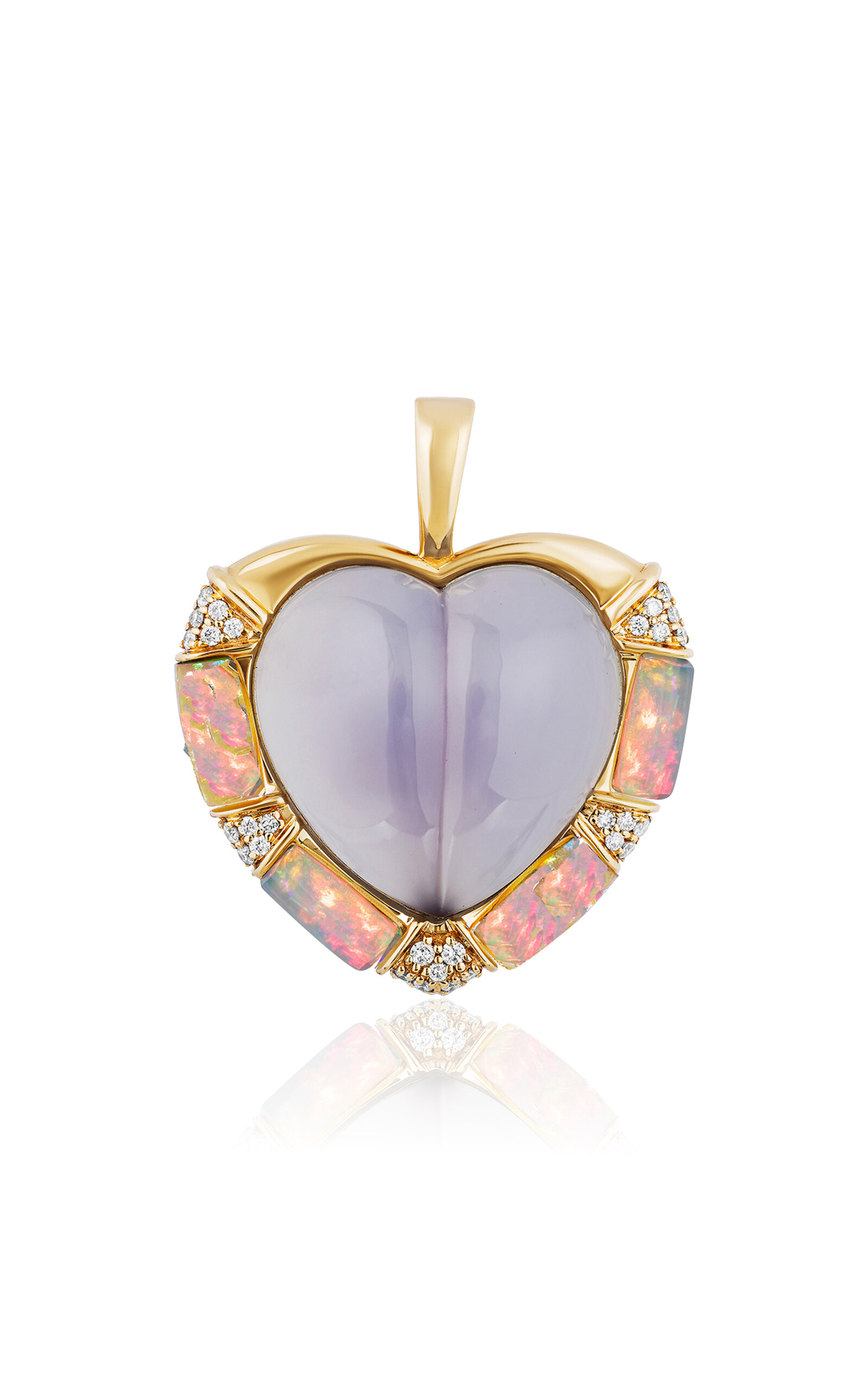 Mason and Books 14K Yellow Gold Chalcedony And Ethiopian Opal Heart Pendant - Blue - OS - Moda Operandi - Men's Jewelry And Watches