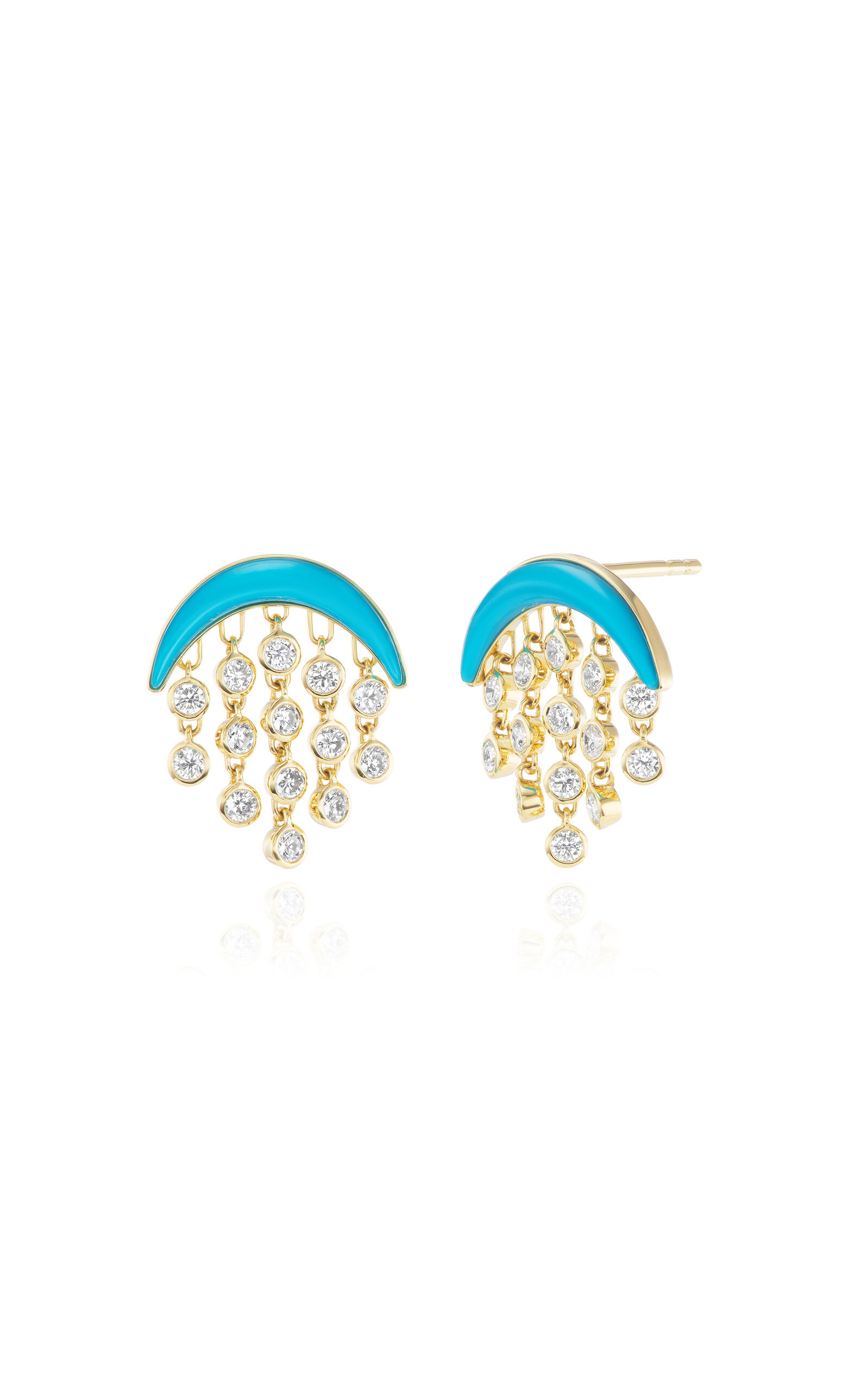 Emily P Wheeler - Baby Fringe 18K Yellow Gold Diamond And Turquoise Earring - Gold - OS - Moda Operandi - Gifts For Her 7400$
