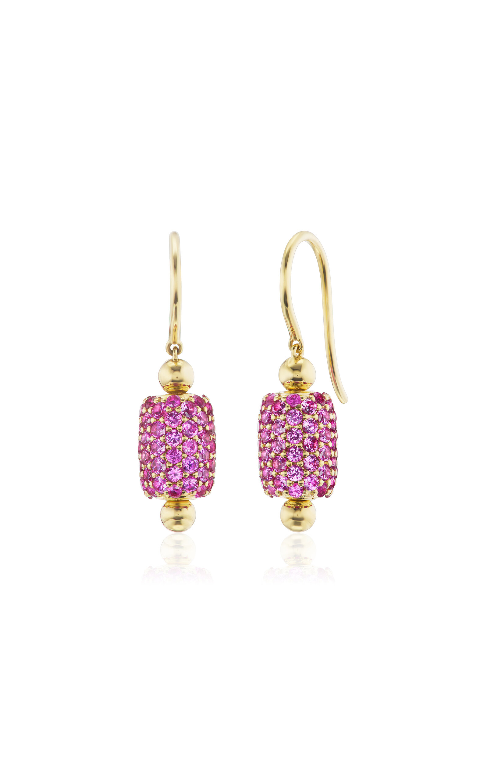 Emily P. Wheeler - Barrel 18K Yellow Gold Sapphire Drop Earrings - Pink - OS - Moda Operandi - Gifts For Her