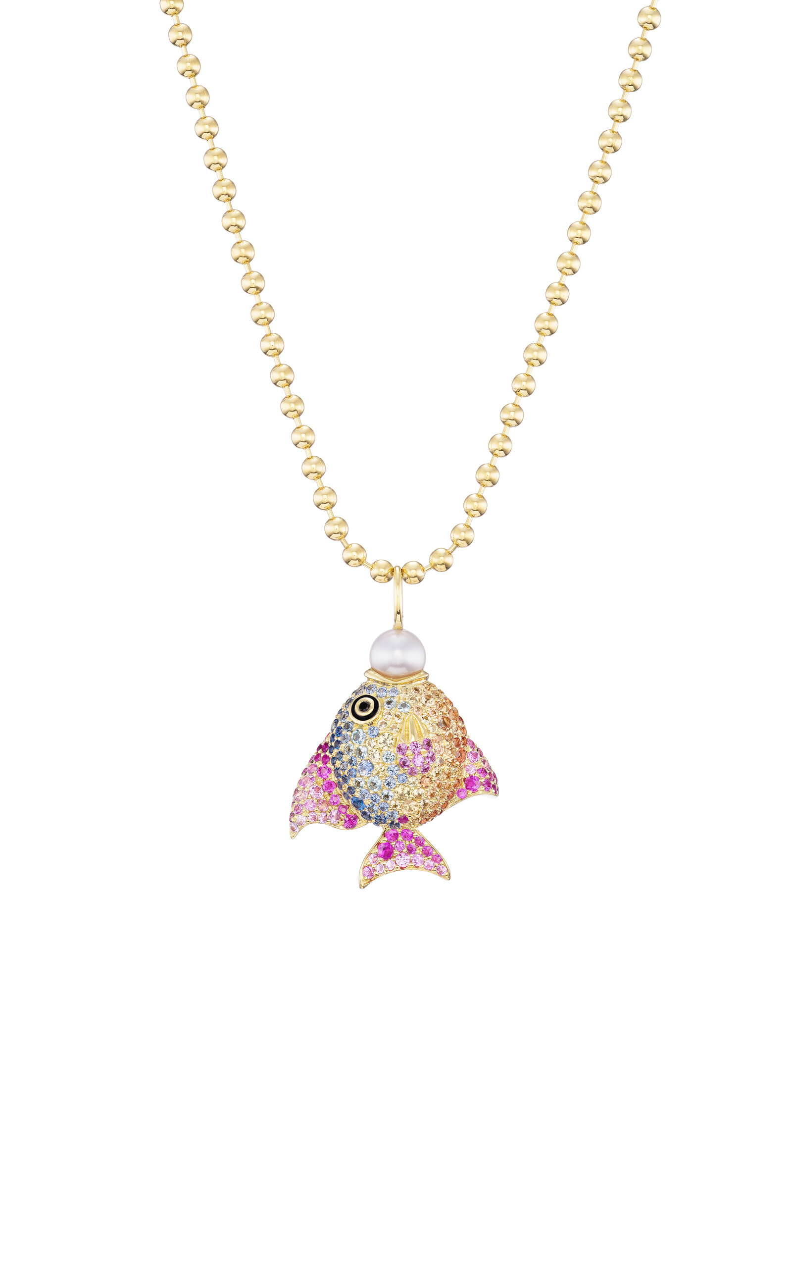 Rainbow Fish 18K Yellow Gold Multi-Stone Necklace
