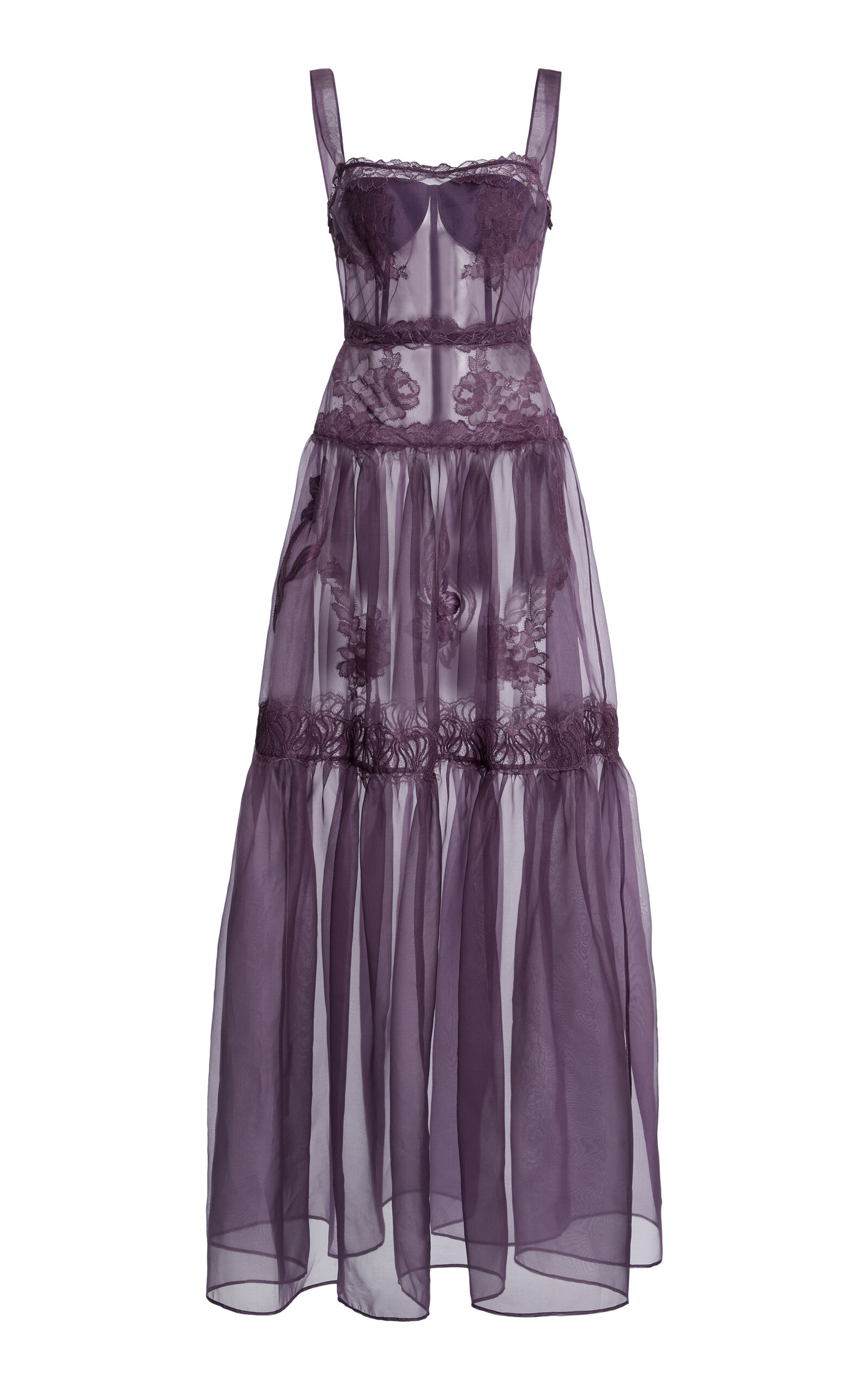 Zuhair Murad Lace Detailed Organza Maxi Dress