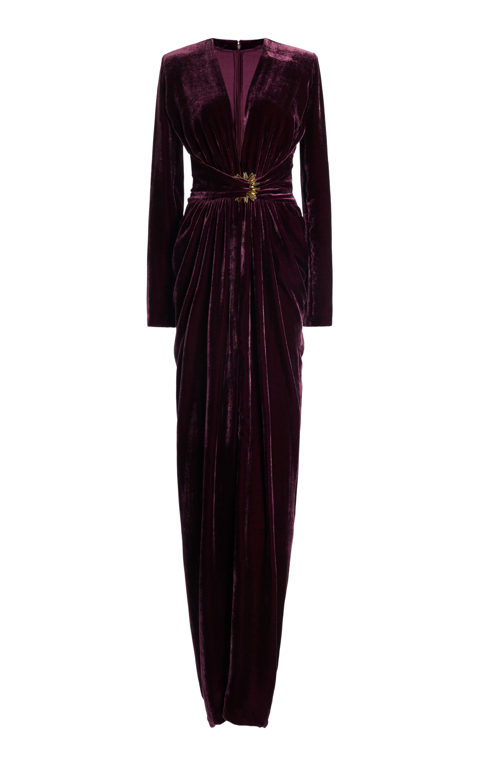 Zuhair Murad Deep V-Neck Velvet Dress