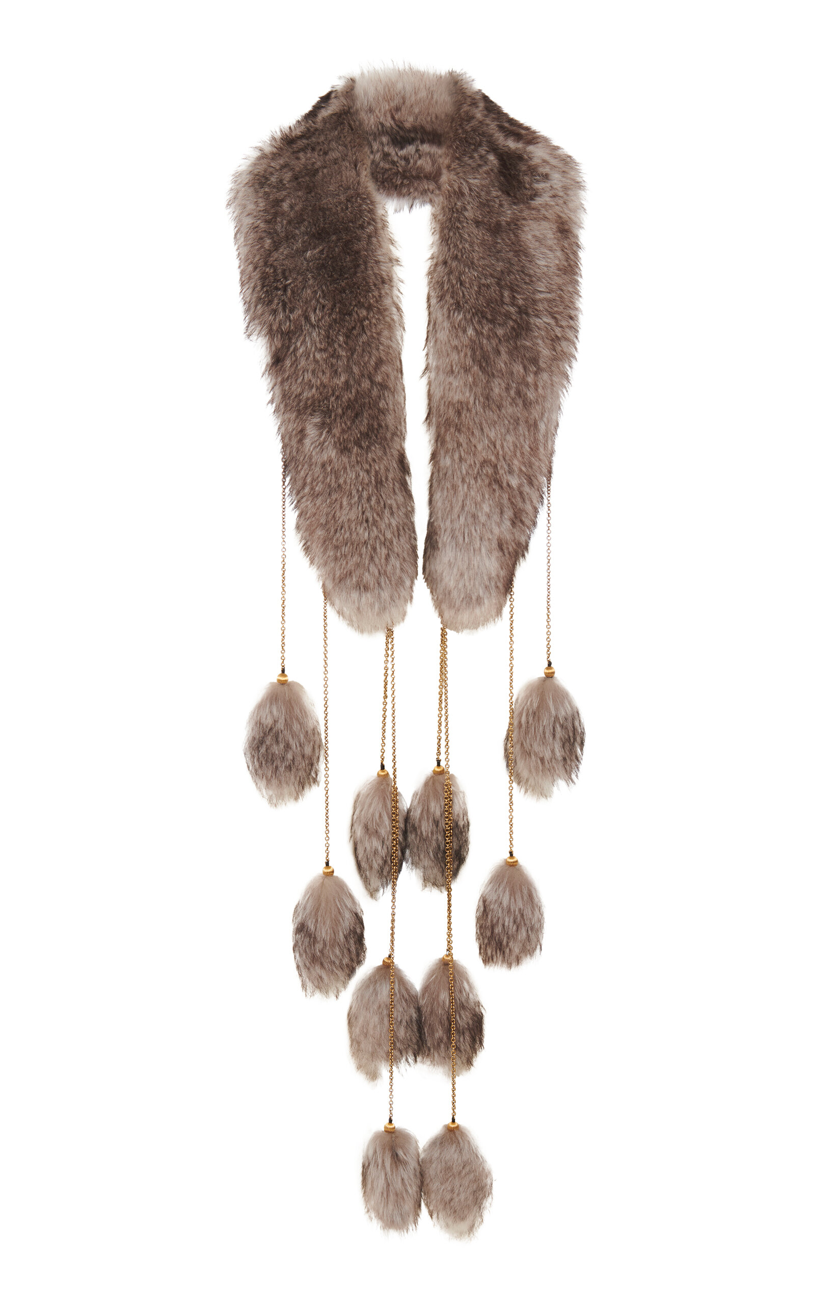 Chloé Treasure Tails Lambskin Shearling Scarf In Grey