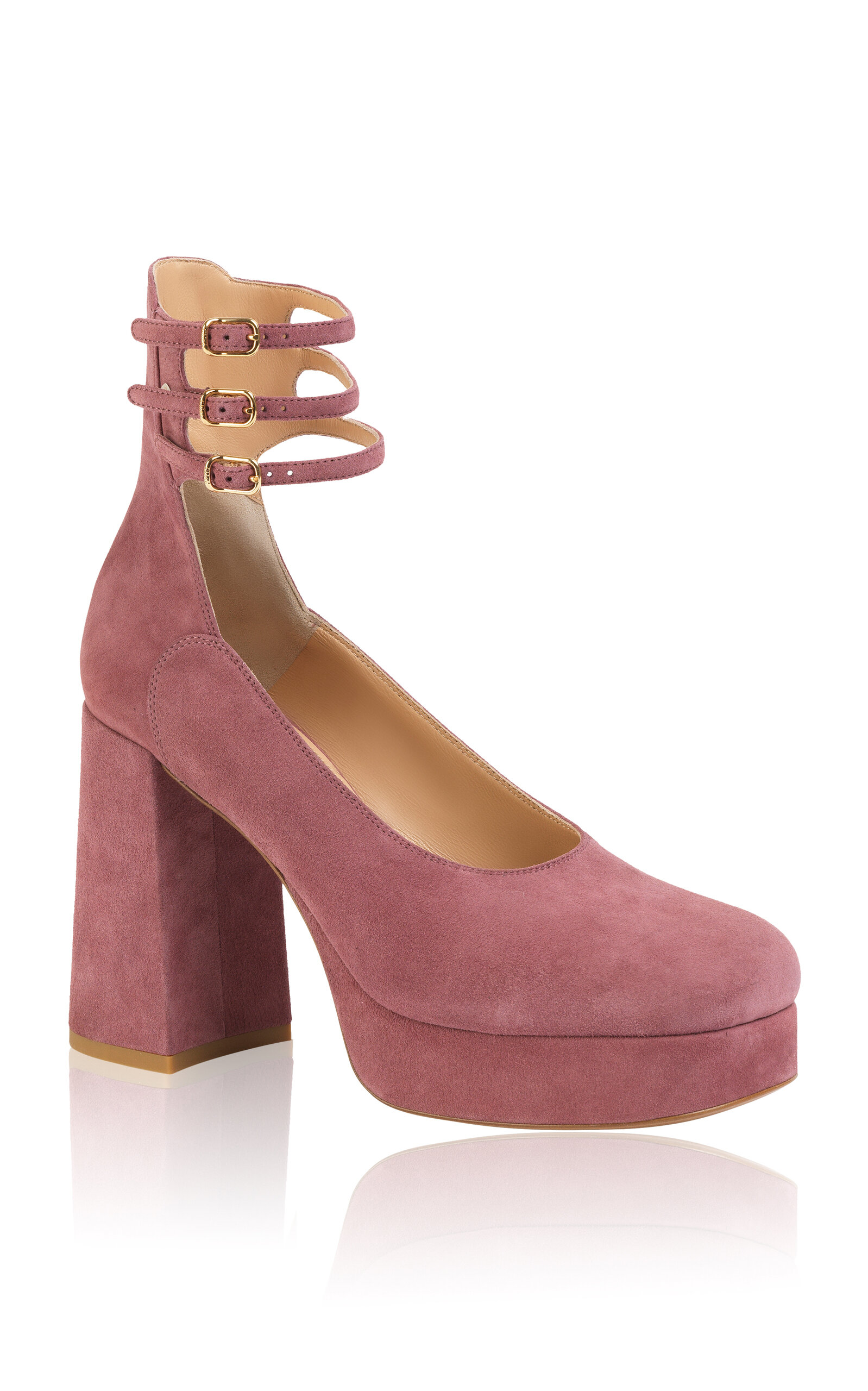 Chloé 100mm Triple-buckle Platform Pumps In Purple