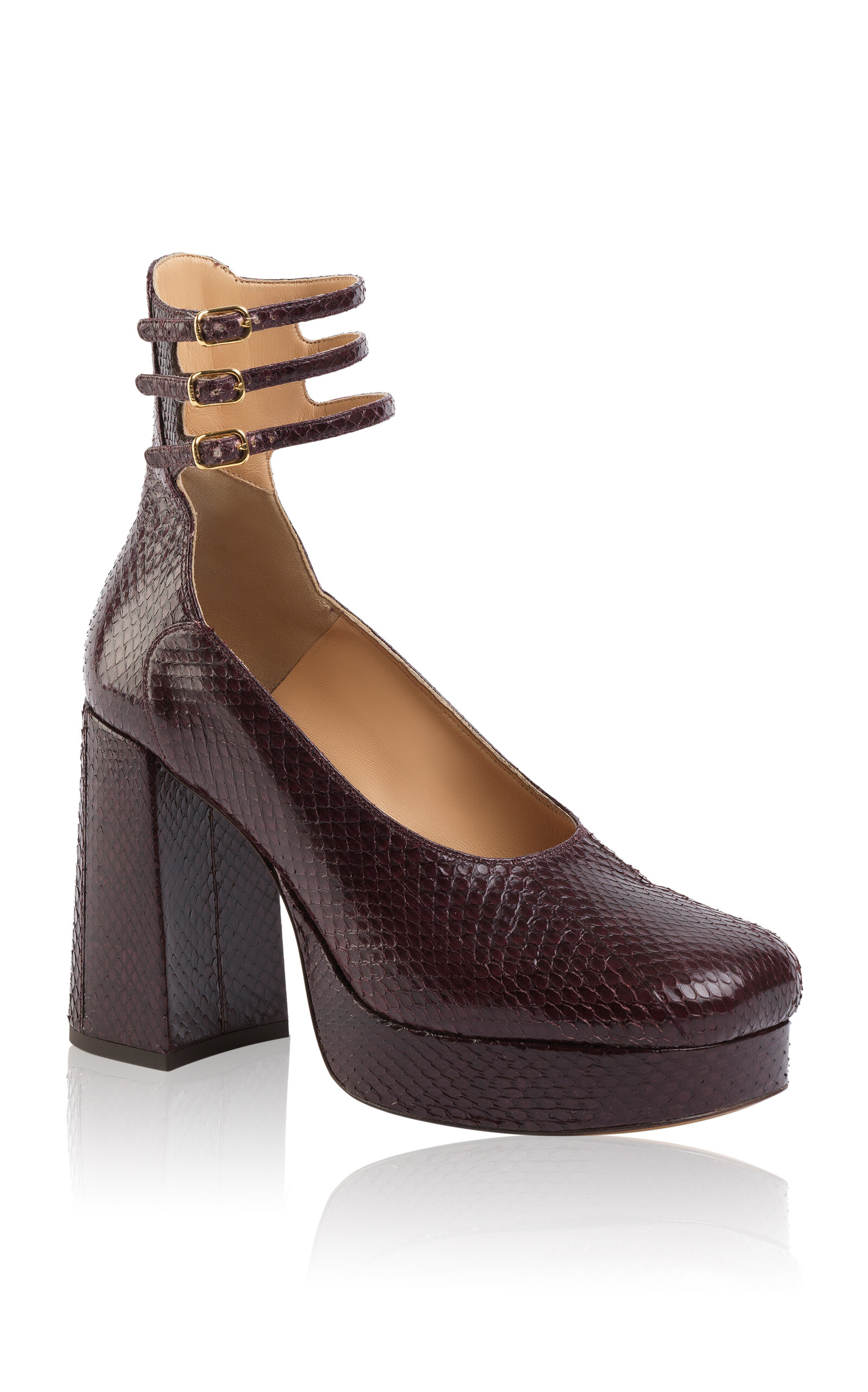 Chloé Loti Python Leather Platform Pumps