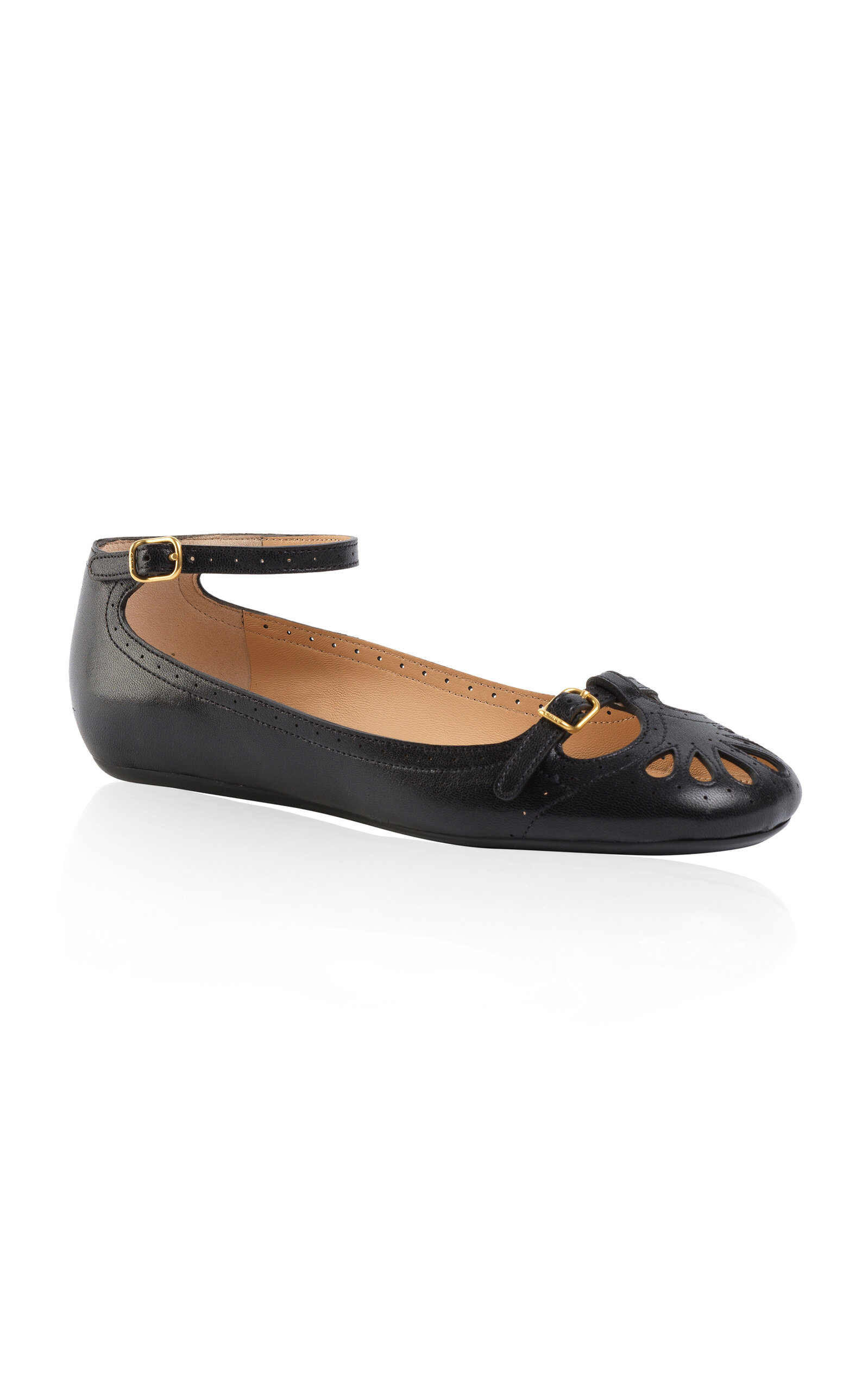 Chloé Leather Ballerina Shoes Featuring Buckle Detail In Black