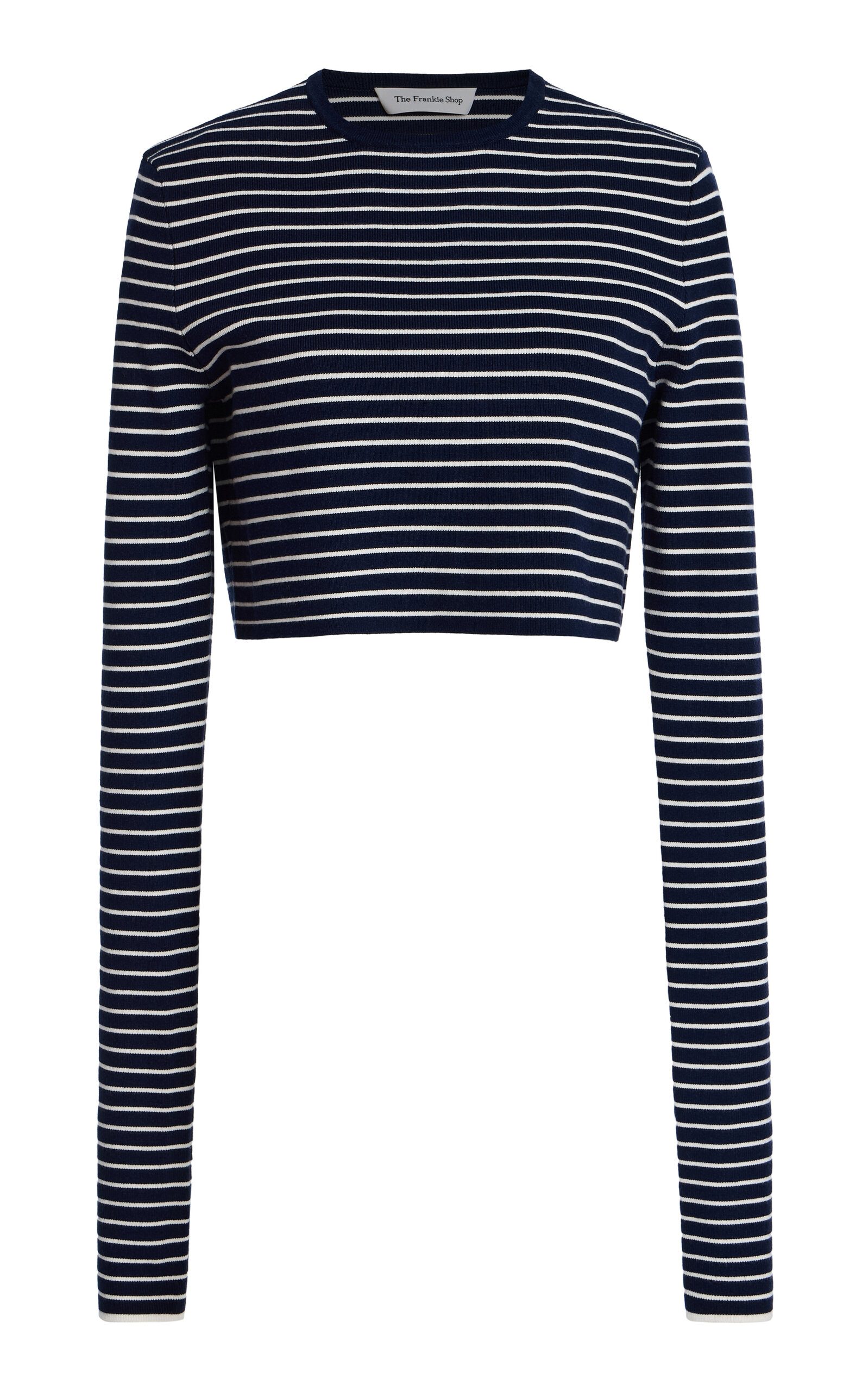 The Frankie Shop Exclusive Riviera Kasel Cropped Striped Knit T-Shirt