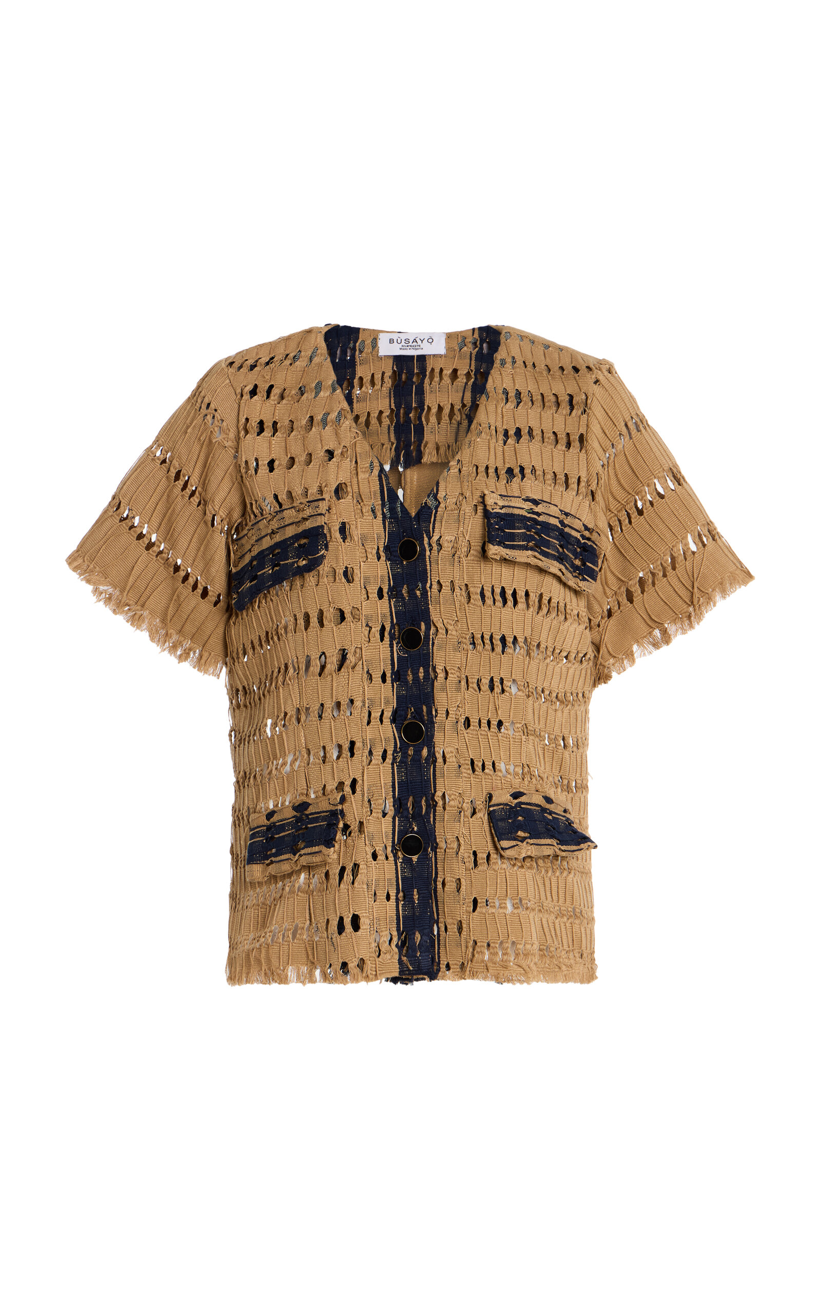 Busayo Lara Openwork Cotton Top In Brown