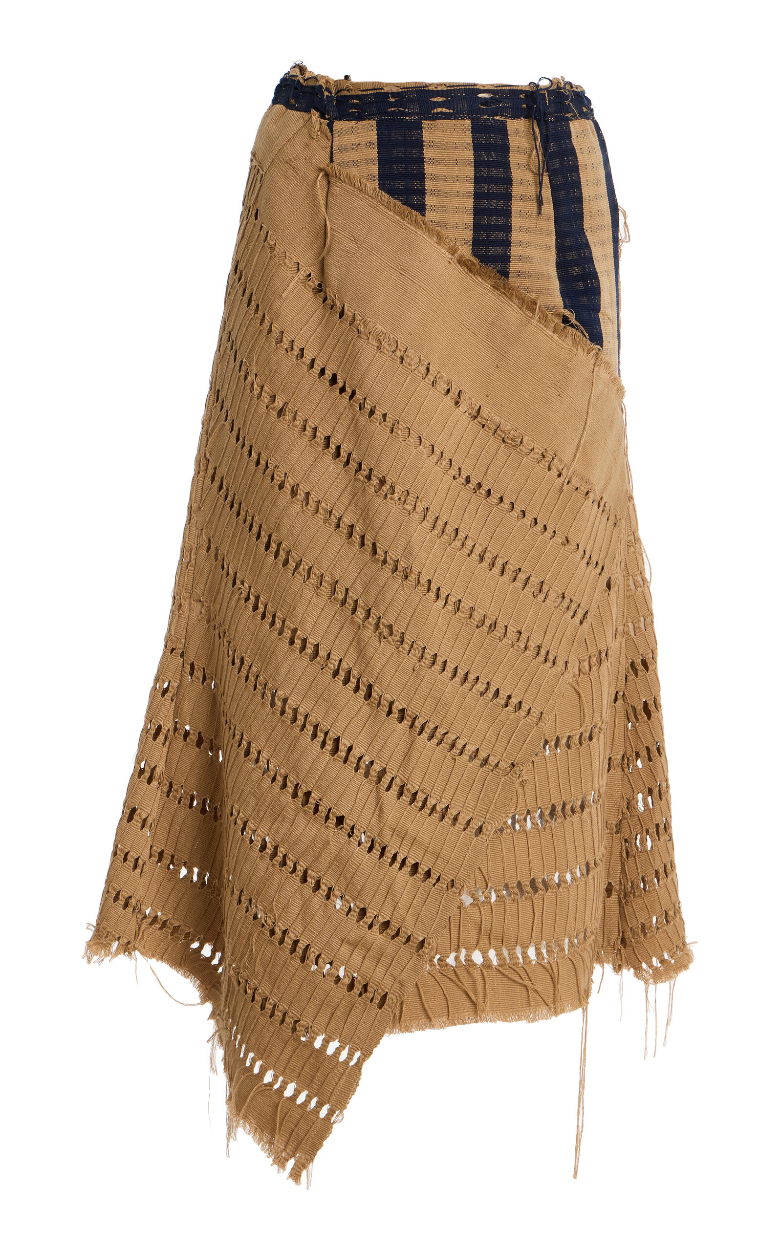 Busayo Nike Asymmetrical Openwork Cotton Skirt In Brown