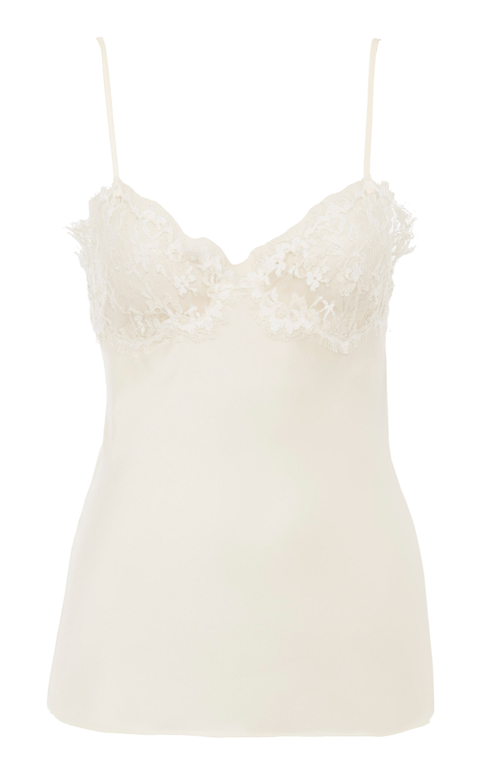 Chloé Lace-Trimmed Silk Satin Top - Moda Operandi