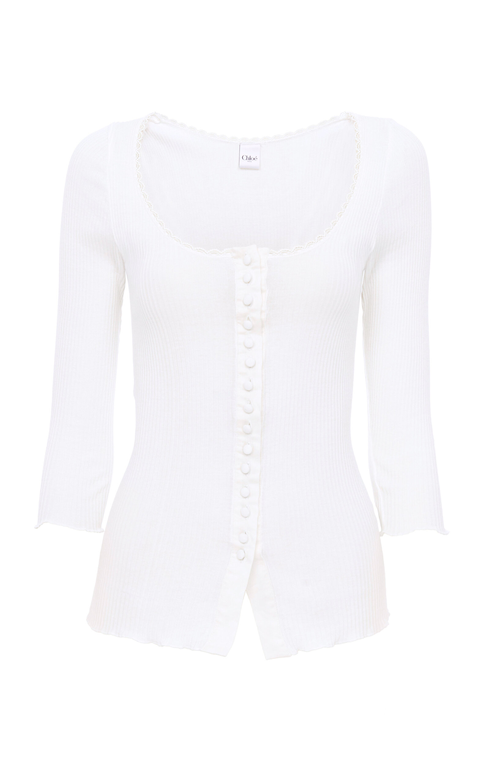 Chloé Fitted Tubular Jersey Cardigan In White
