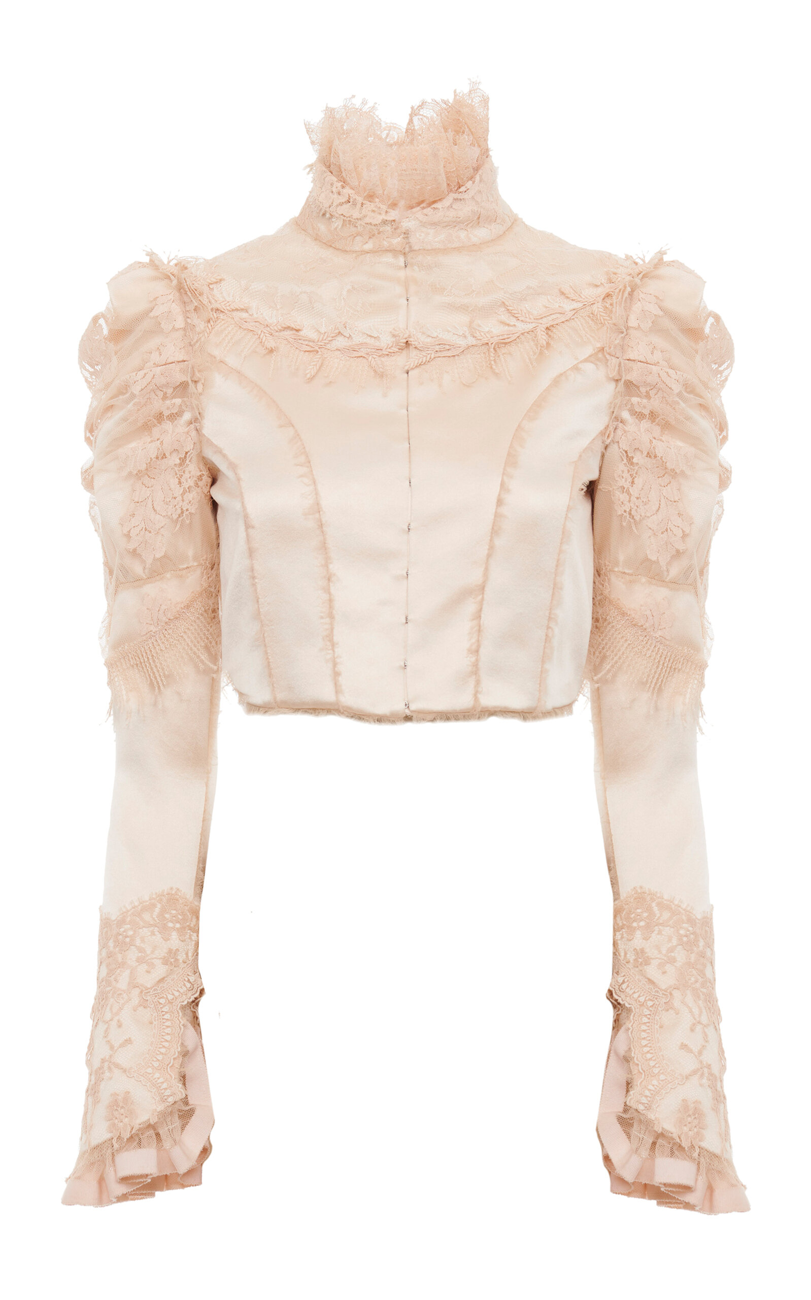 Chloé Lace-Detailed Silk-Satin Cropped Jacket