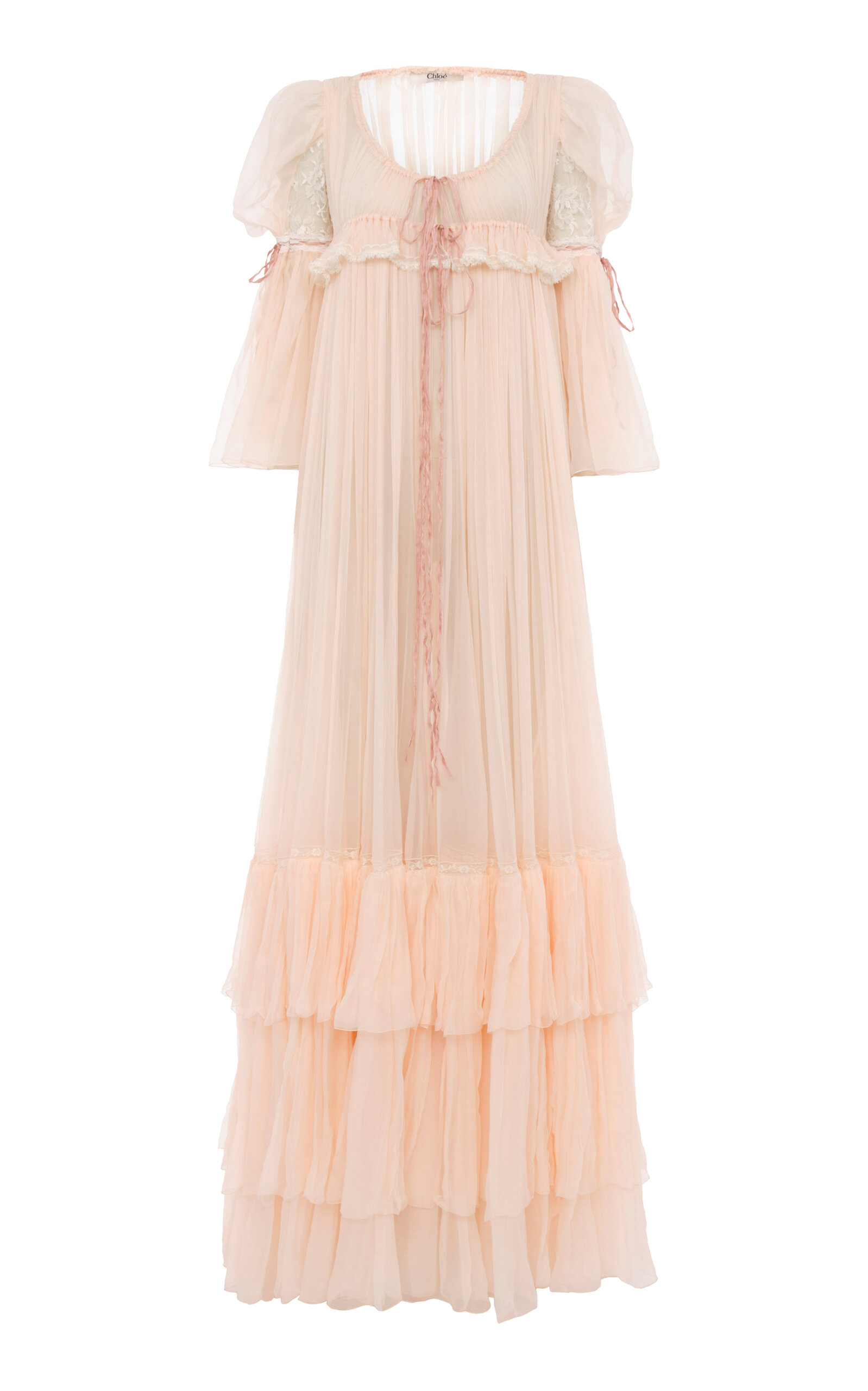 Ruffled Organic Silk Mousseline Gown