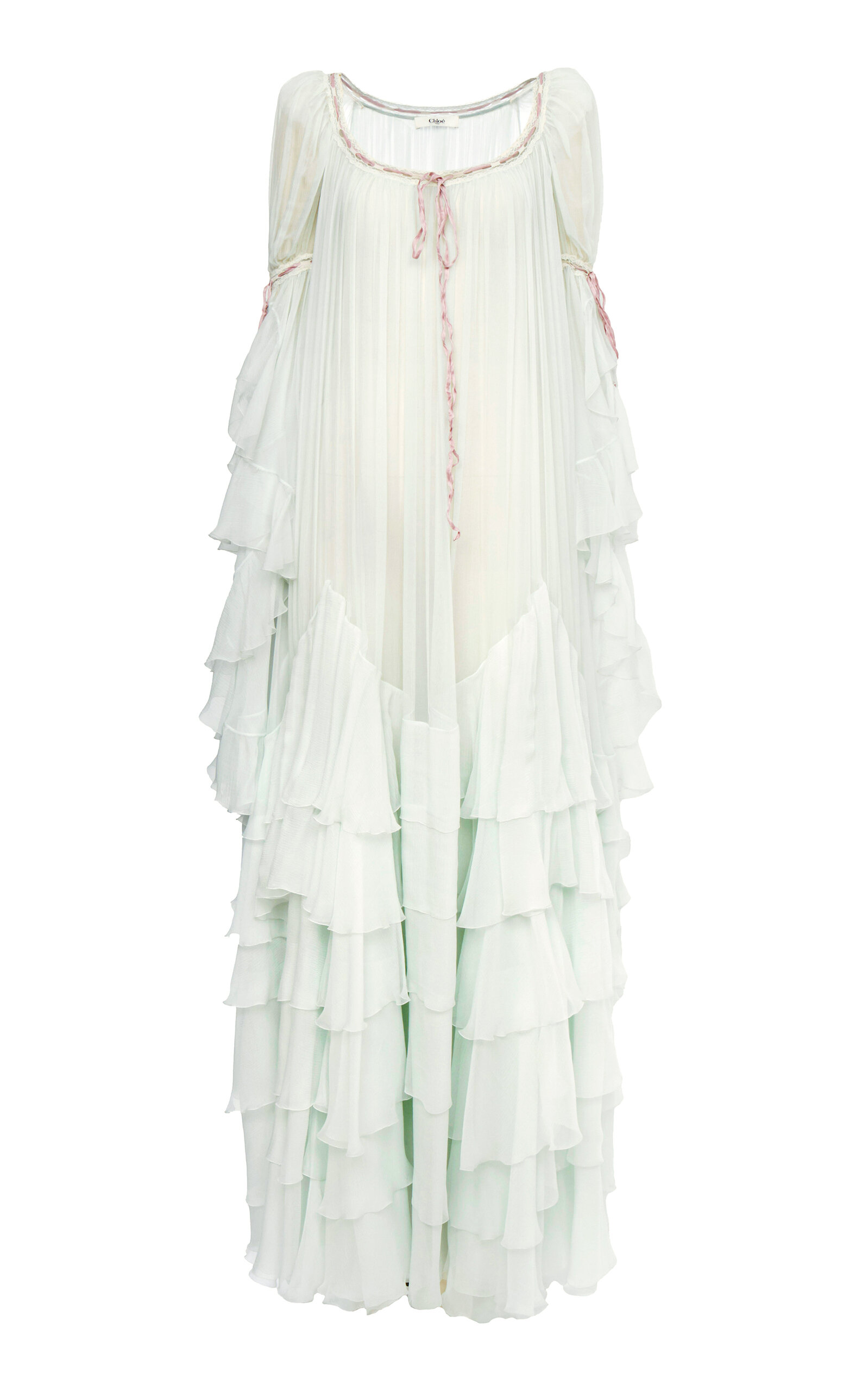 Chloé Flou Ruffled Organic Silk Mousseline Gown